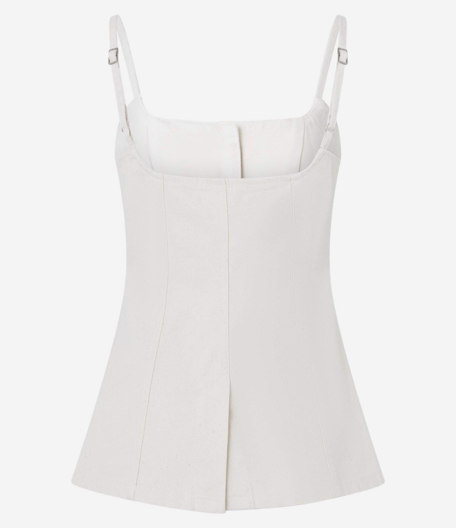 Colete de Alça em Sarja com Cintura Ajustada e Barra V Off White 6