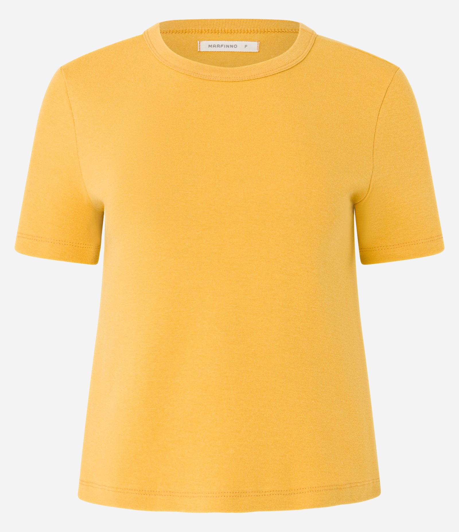 Blusa Básica Ajustada em Ribana com Gola Redonda Mostarda 5