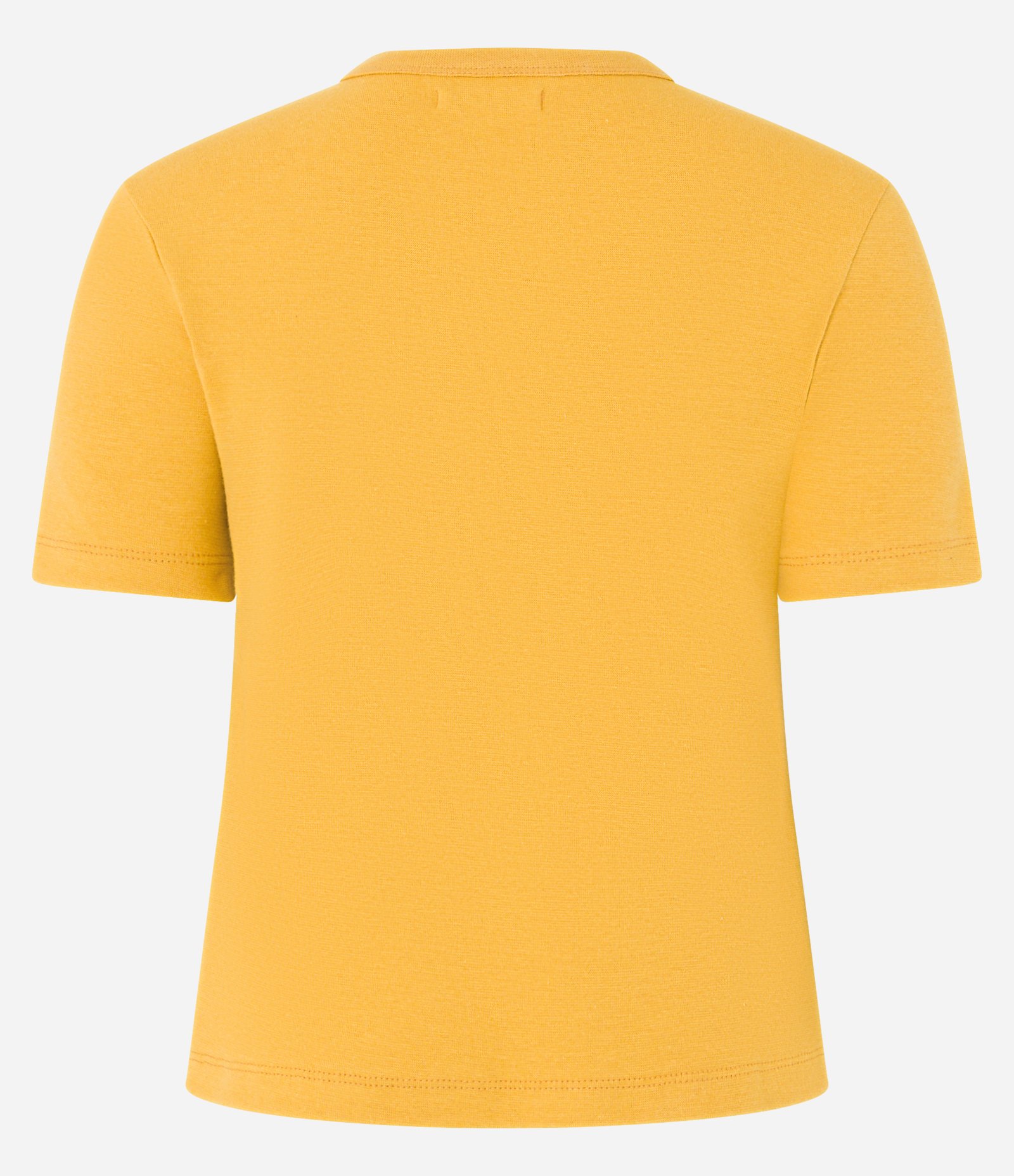 Blusa Básica Ajustada em Ribana com Gola Redonda Mostarda 8