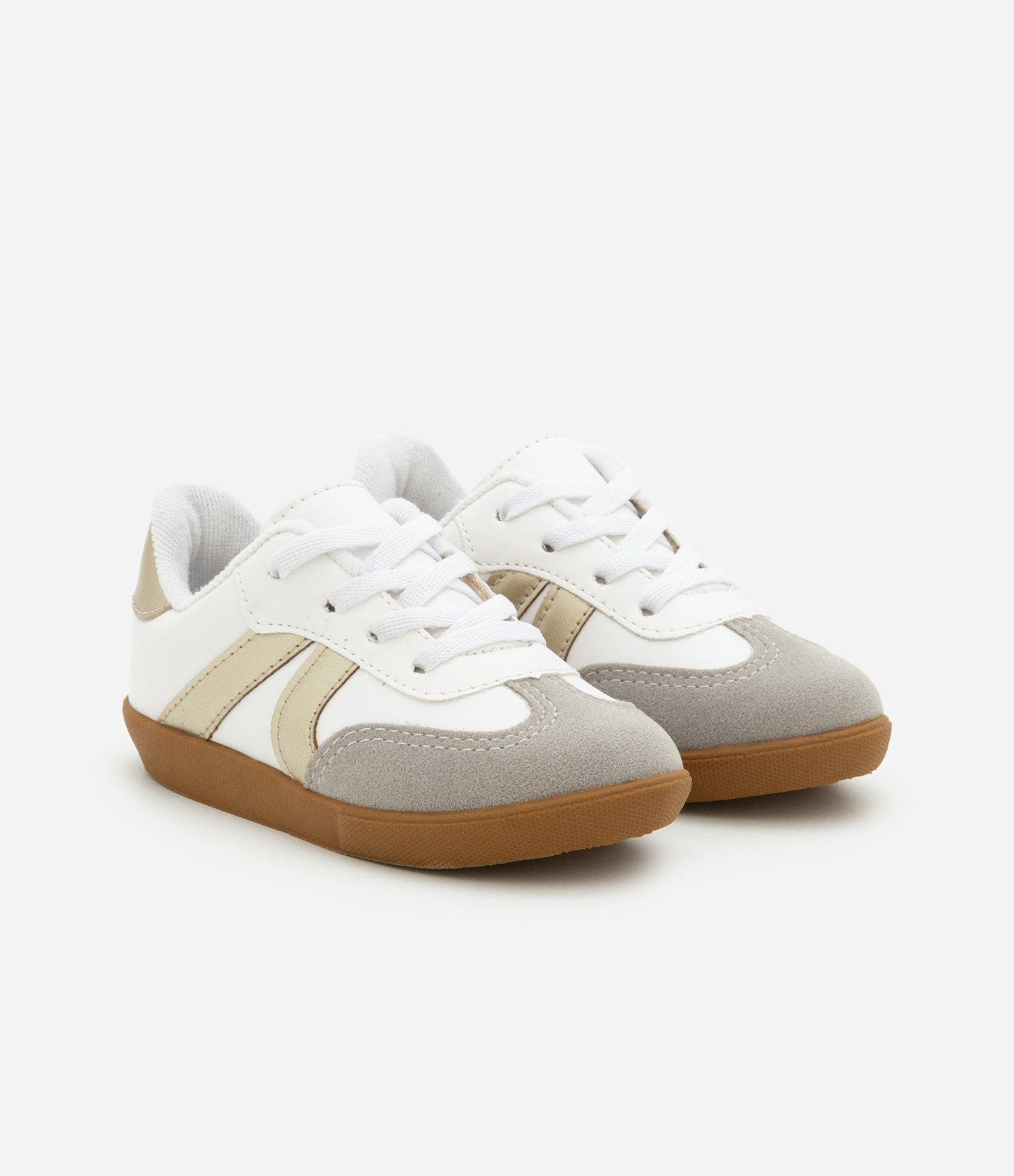 Tênis Casual Infantil em PU com Recortes - Tam 20 ao 24 Branco 1