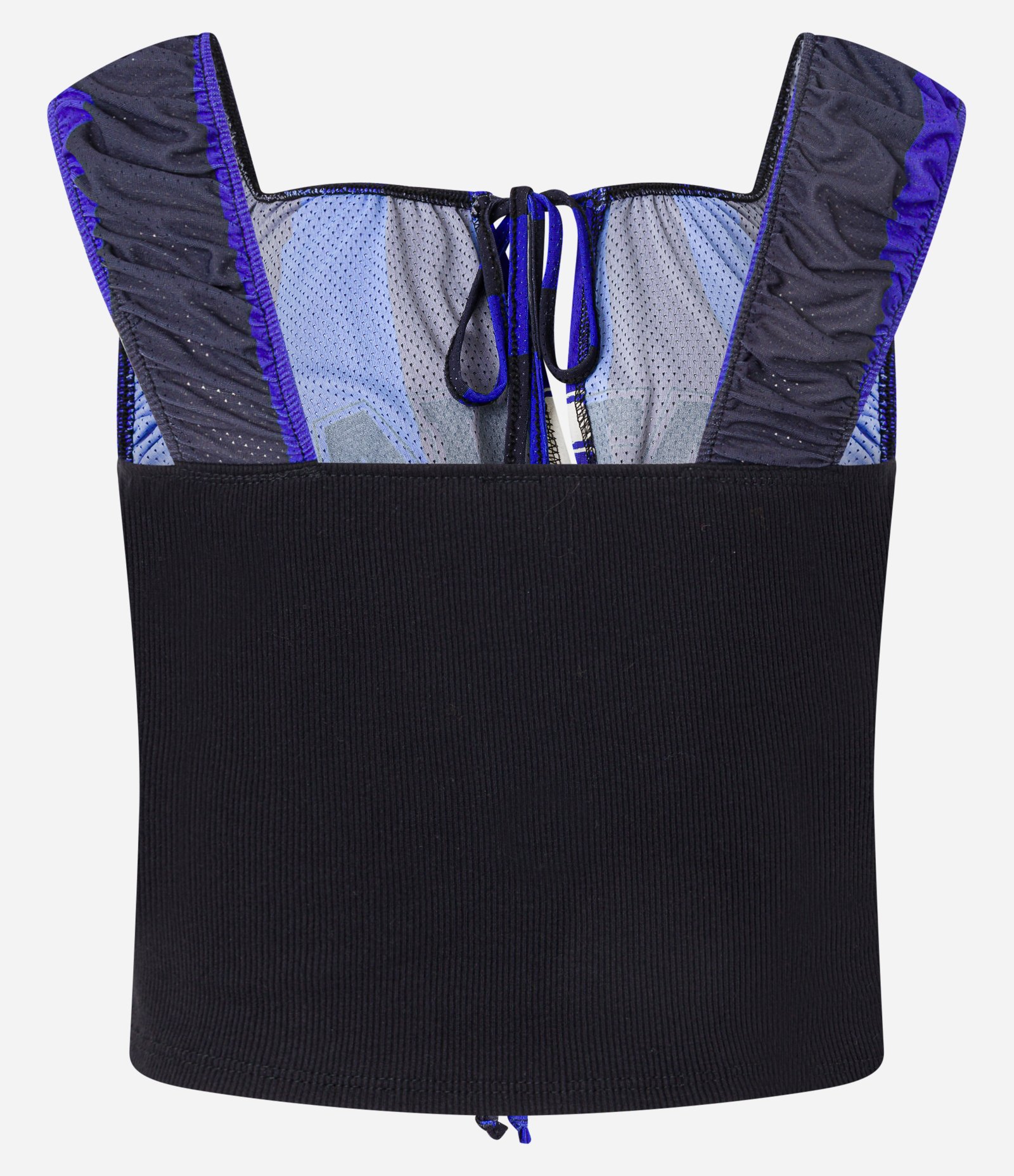 Blusa Corset Sportcore Listrada e Lettering Latina Preto/Azul 5