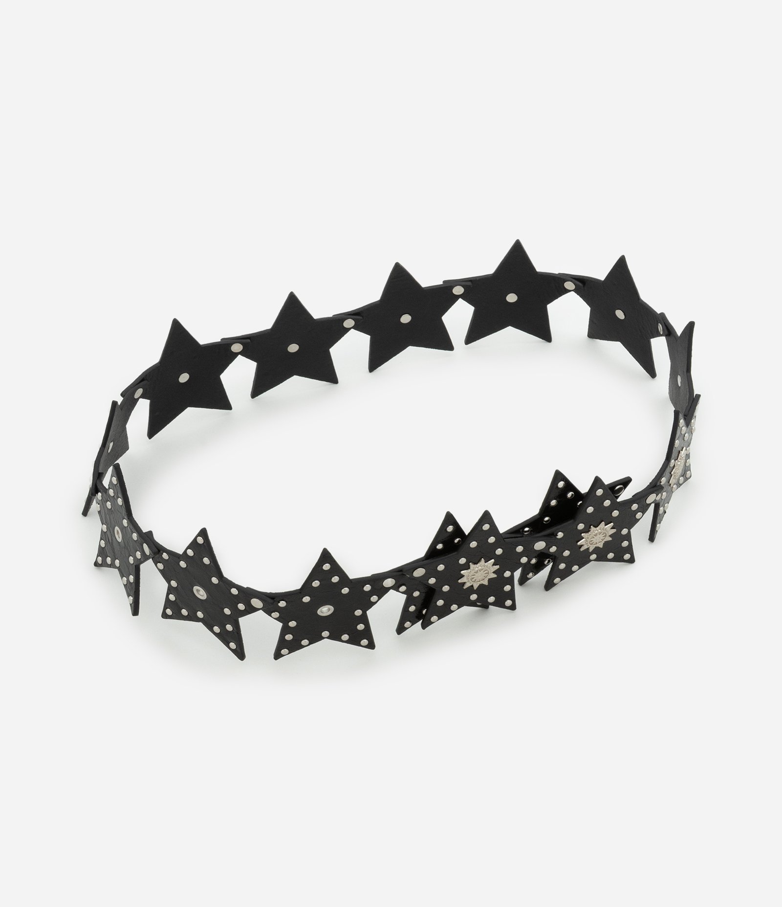 Cinto Largo com Elos em Forma de Estrela com Rebites e Detalhes Preto 1