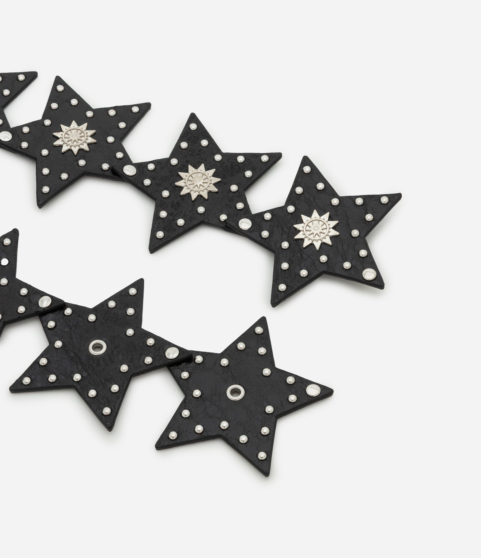 Cinto Largo com Elos em Forma de Estrela com Rebites e Detalhes Preto 2