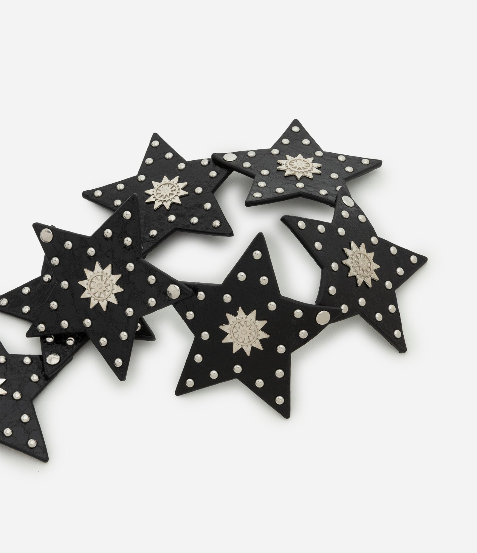 Cinto Largo com Elos em Forma de Estrela com Rebites e Detalhes Preto 3