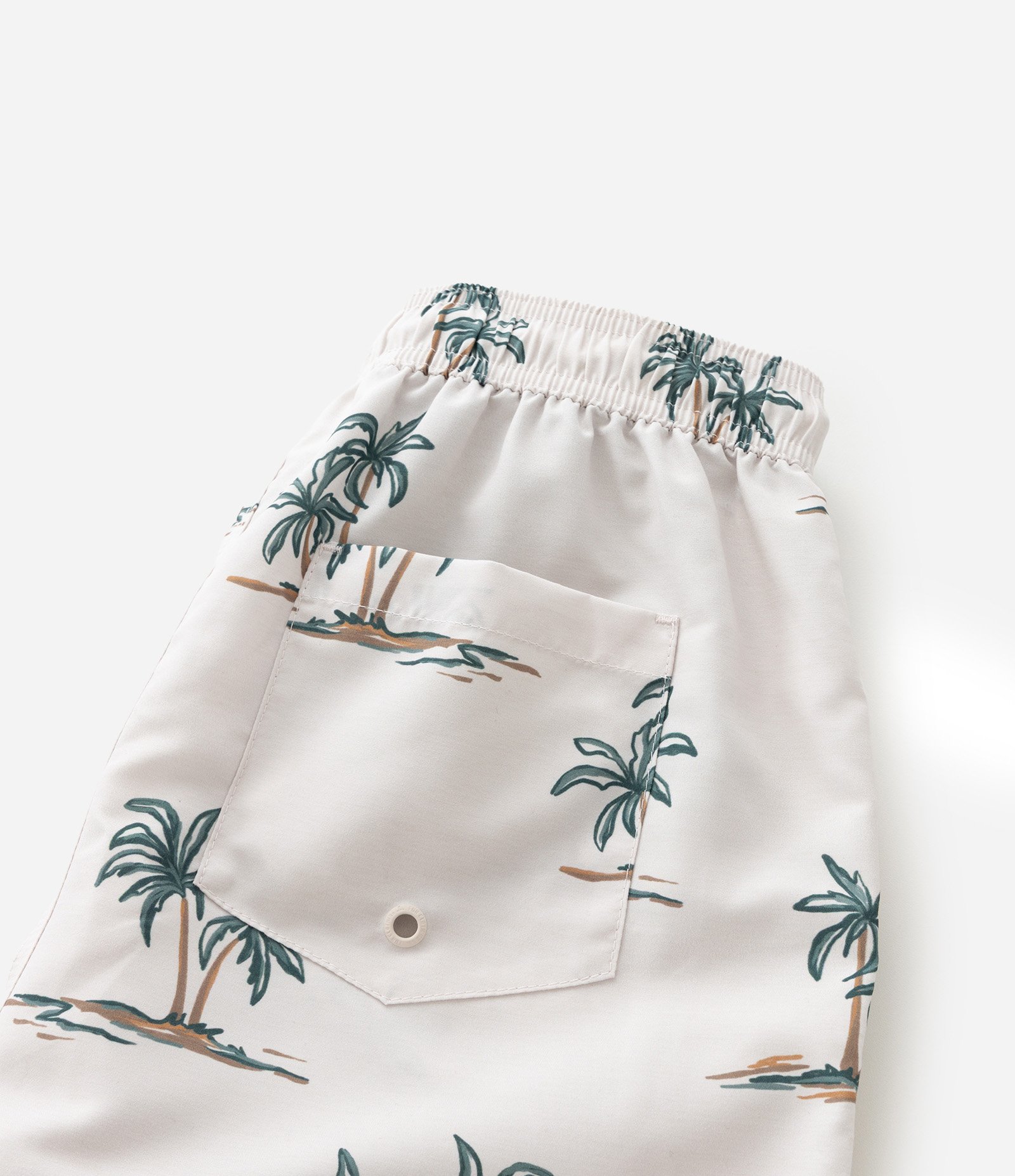 Bermuda Infantil de Banho com Estampa de Palmeiras Mini Ícones - Tam 5 a 14 Anos Bege 4