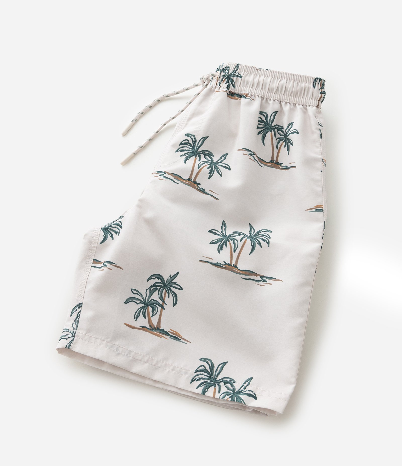 Bermuda Infantil de Banho com Estampa de Palmeiras Mini Ícones - Tam 5 a 14 Anos Bege 5
