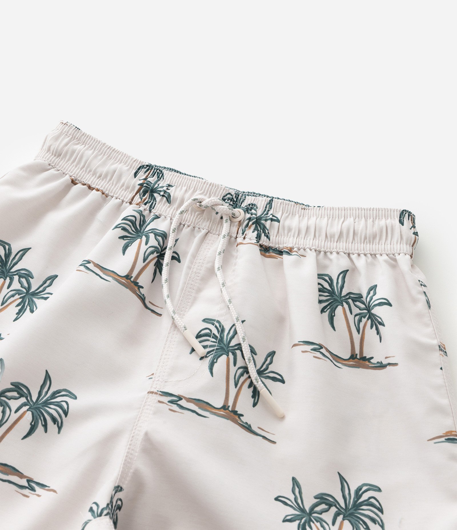 Bermuda Infantil de Banho com Estampa de Palmeiras Mini Ícones - Tam 5 a 14 Anos Bege 6