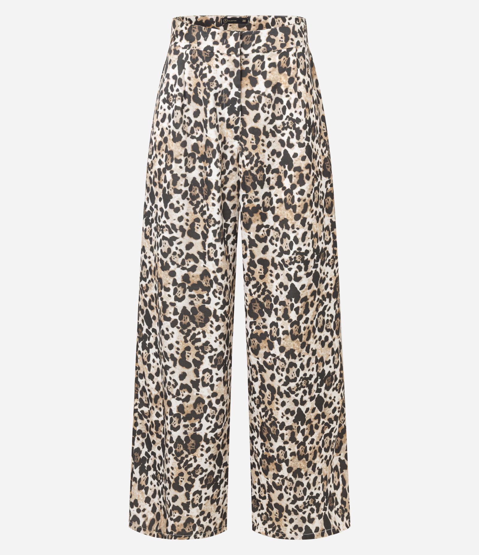 Calça Acetinada em Animal Print com Pregas Marrom 5