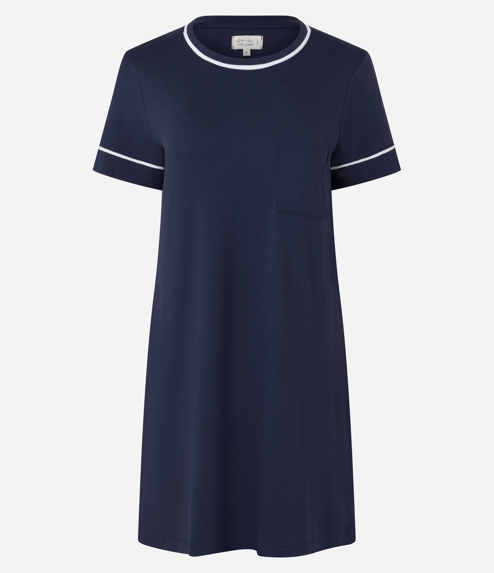 Camisola Curta em Viscolycra com Detalhes Contrastantes Azul 1