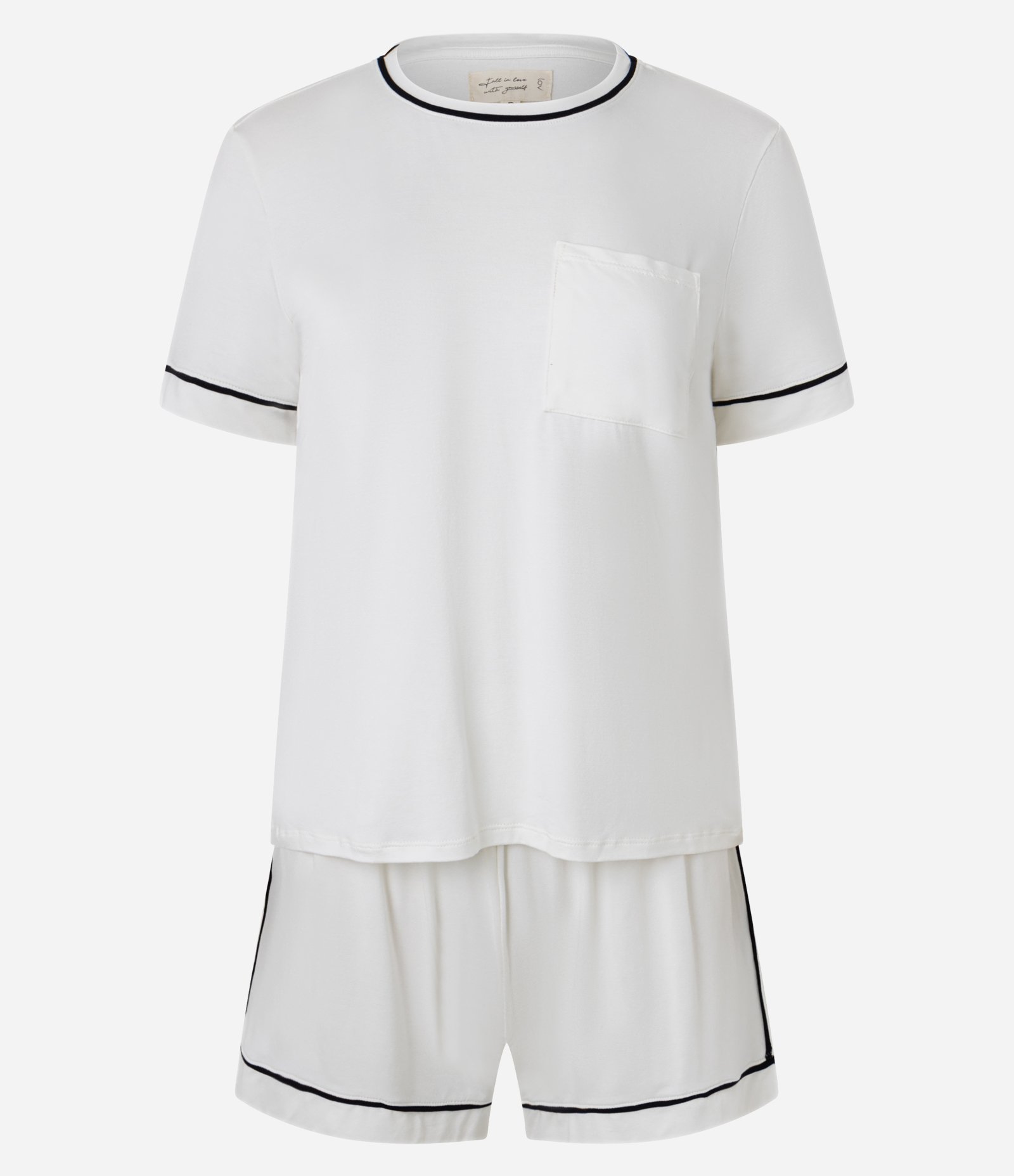Pijama Short Doll em Viscose com Viés Contrastante Branco 3