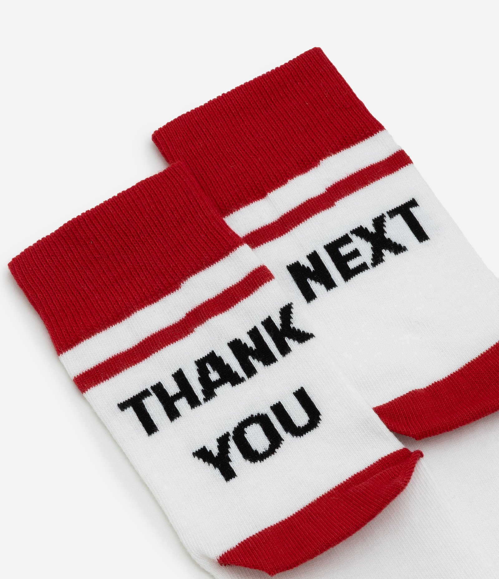 Meia Cano Médio em Algodão com Estampa Thank you next Branco 1