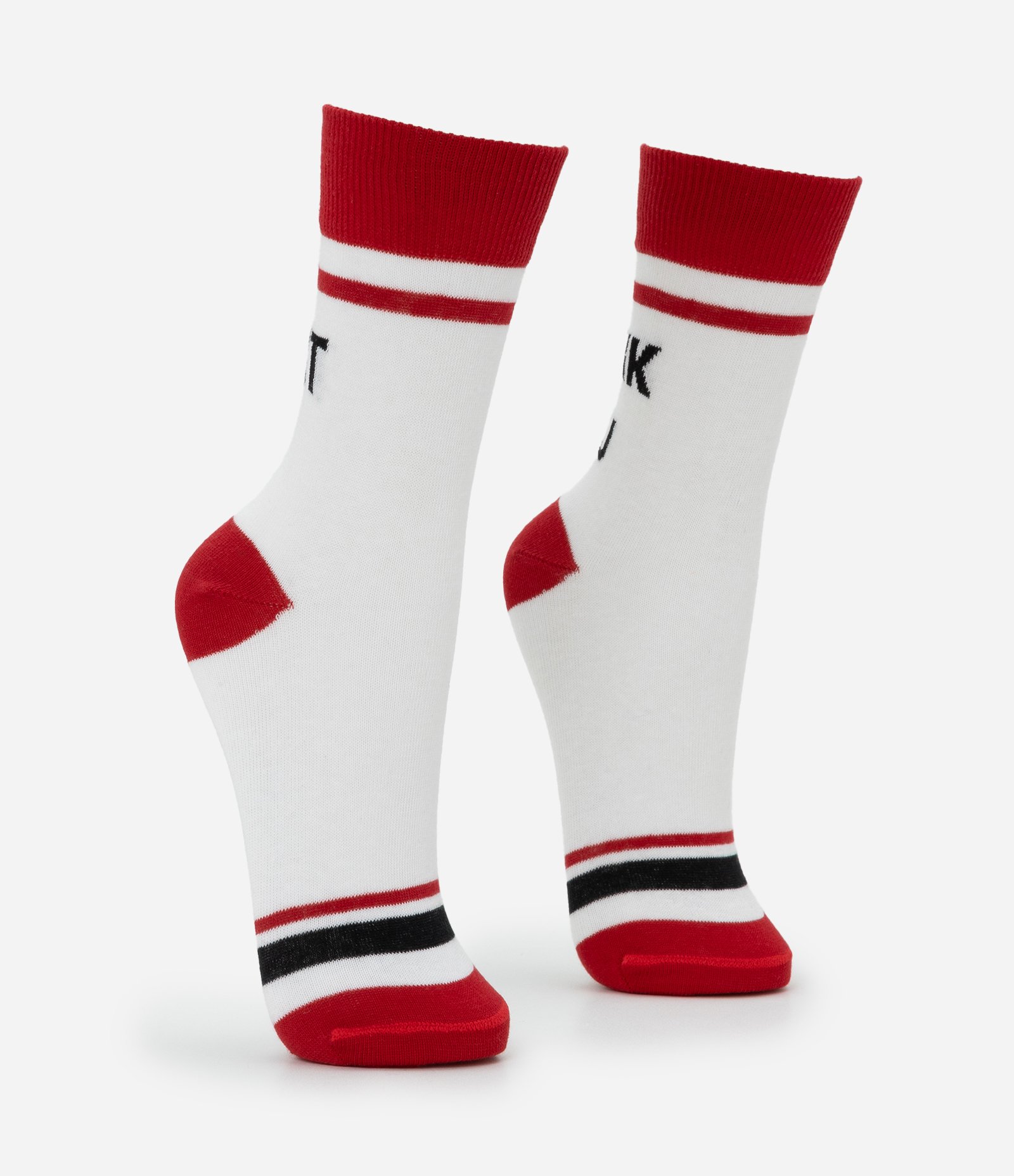 Meia Cano Médio em Algodão com Estampa Thank you next Branco 2