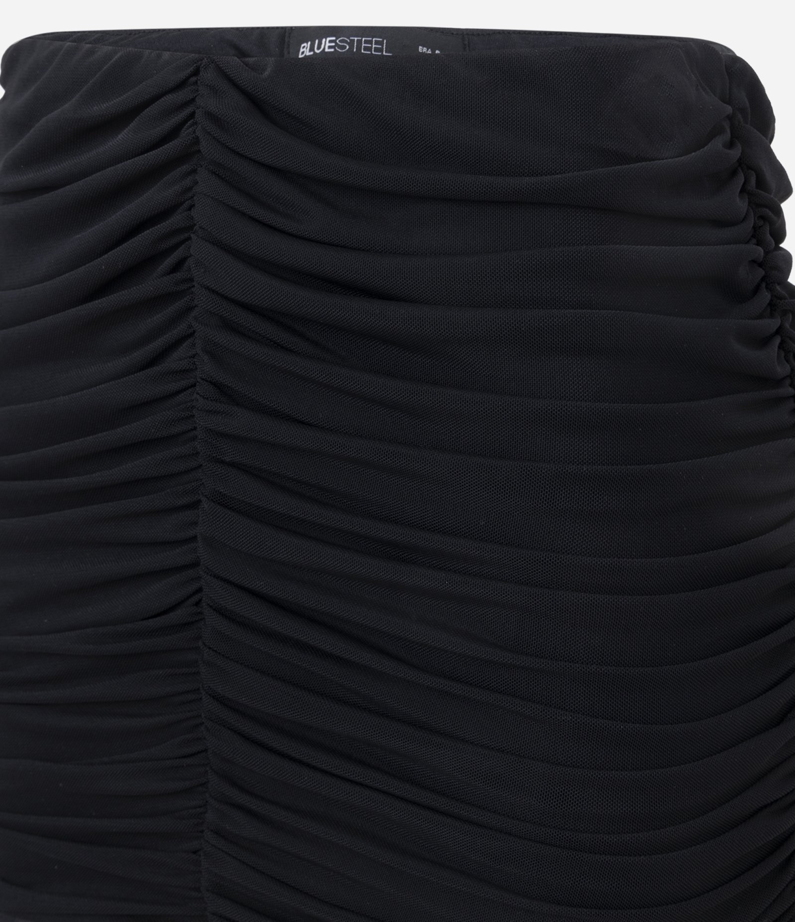 Saia Long Midi em Tule com Sobreposição com Barra Assimétrica Preto 6