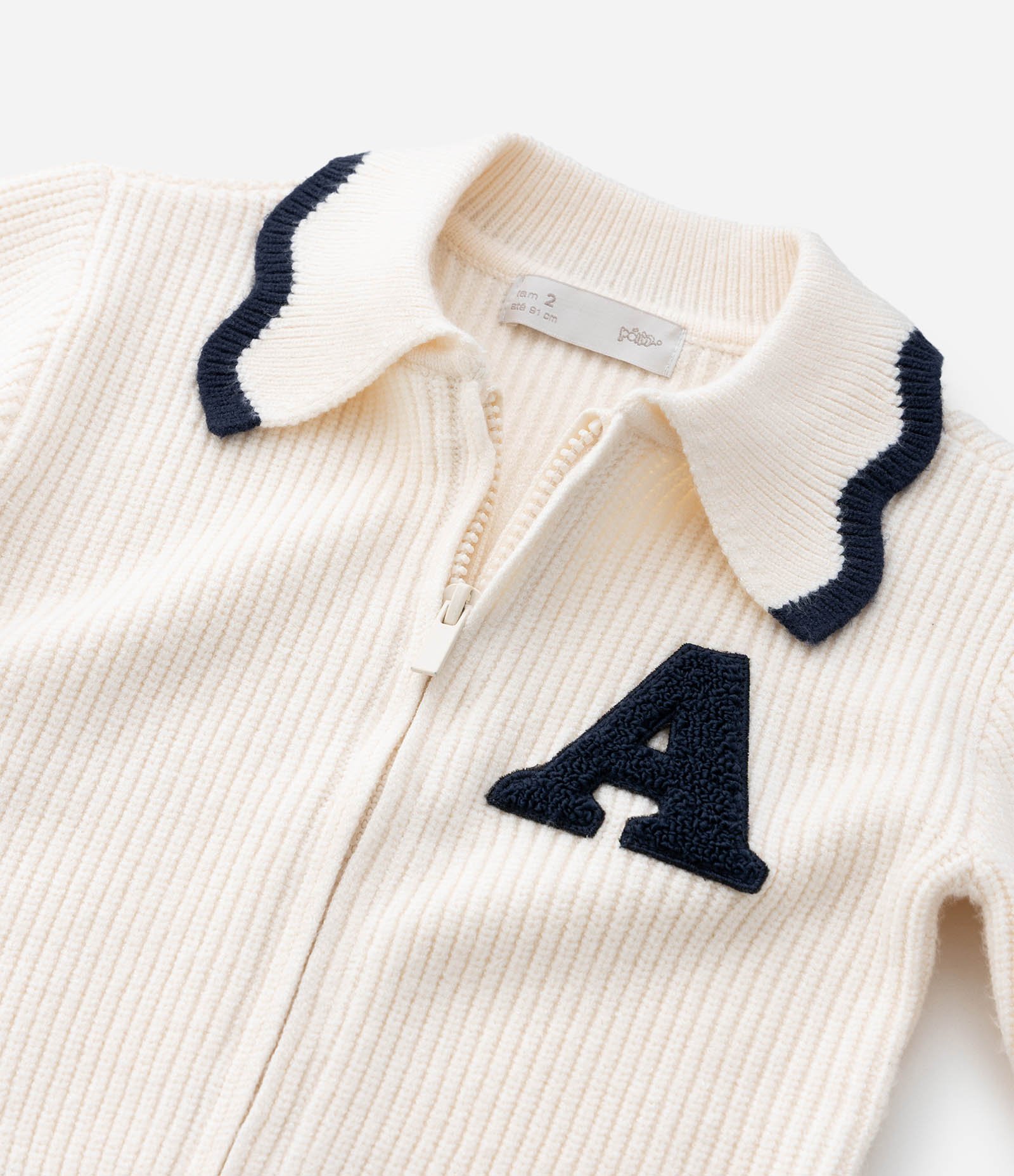 Jaqueta Infantil em Efeito Tricô com Babado na Gola e Bordado – Tam 1 a 5/6 Anos Off White 8