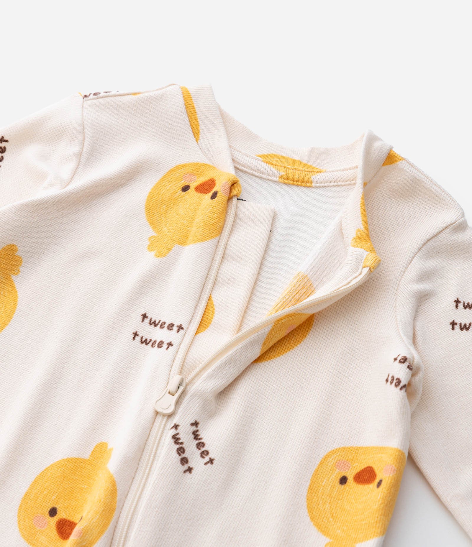 Macaquinho Infantil em Tricô com Estampa de Pintinho – Tam RN a 18 Meses Off White 8