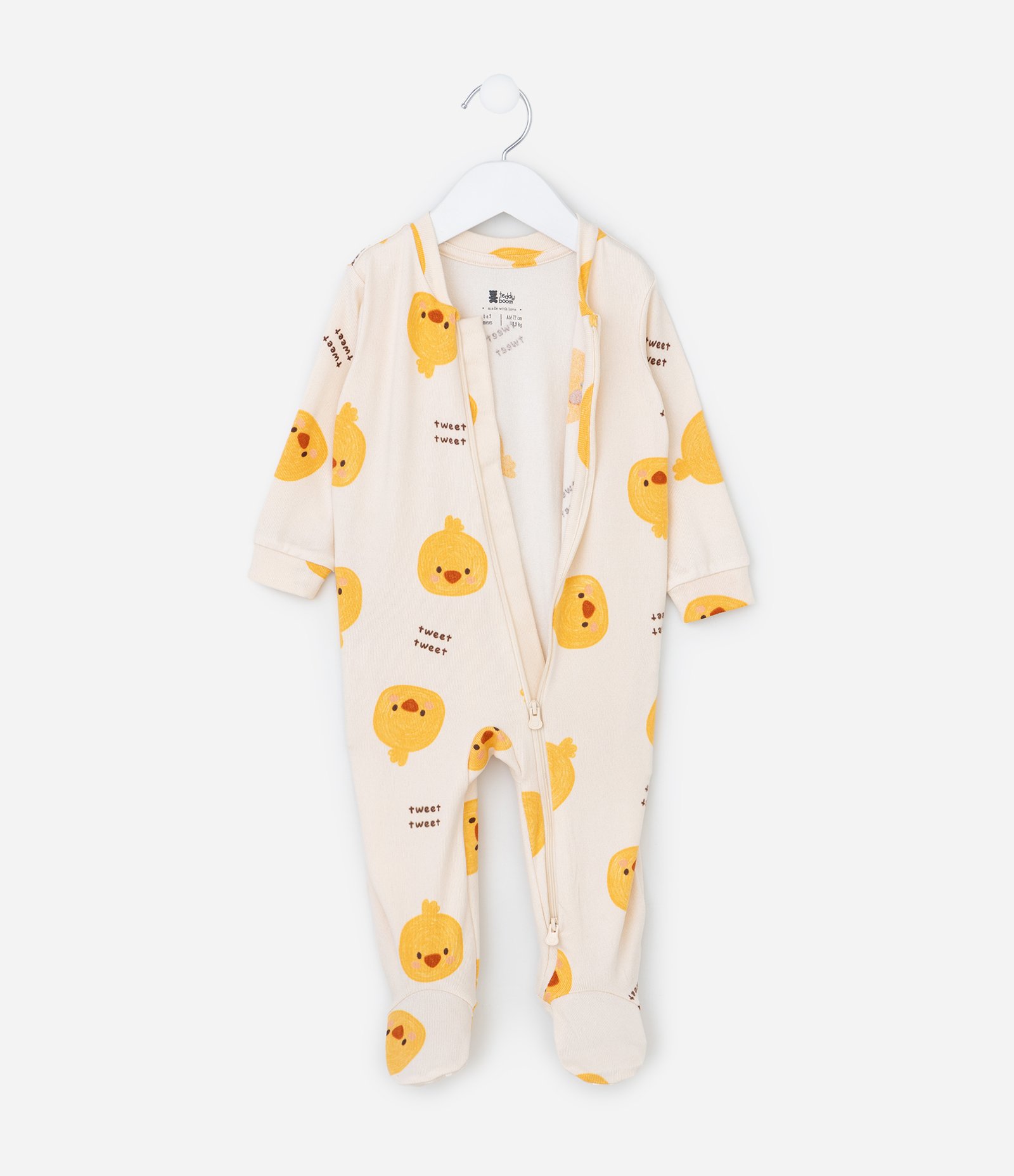 Macaquinho Infantil em Tricô com Estampa de Pintinho – Tam RN a 18 Meses Off White 2