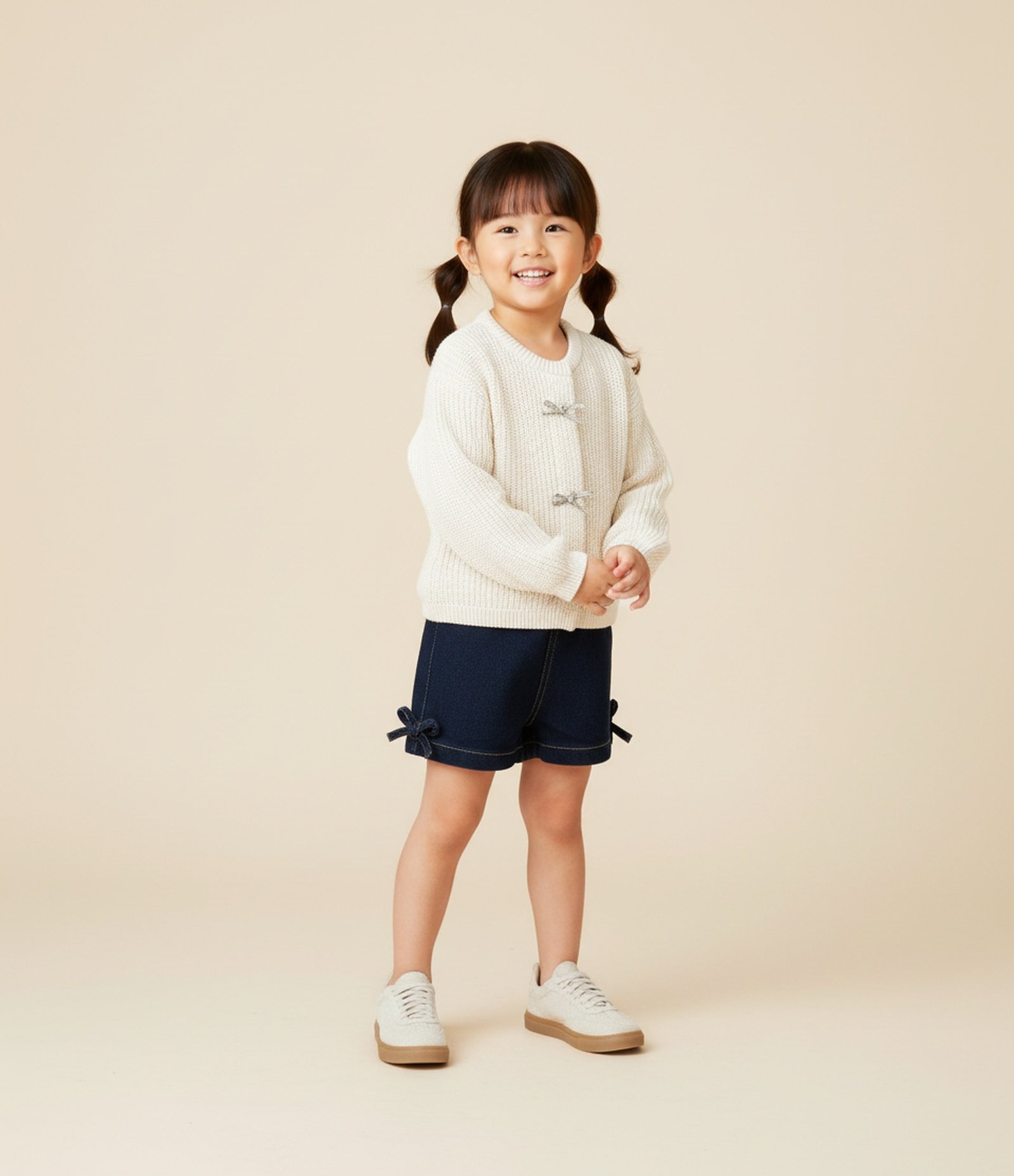 Cardigan Infantil em Tricô com Laços em Strass – Tam 1 a 5/6 Anos Off White 1