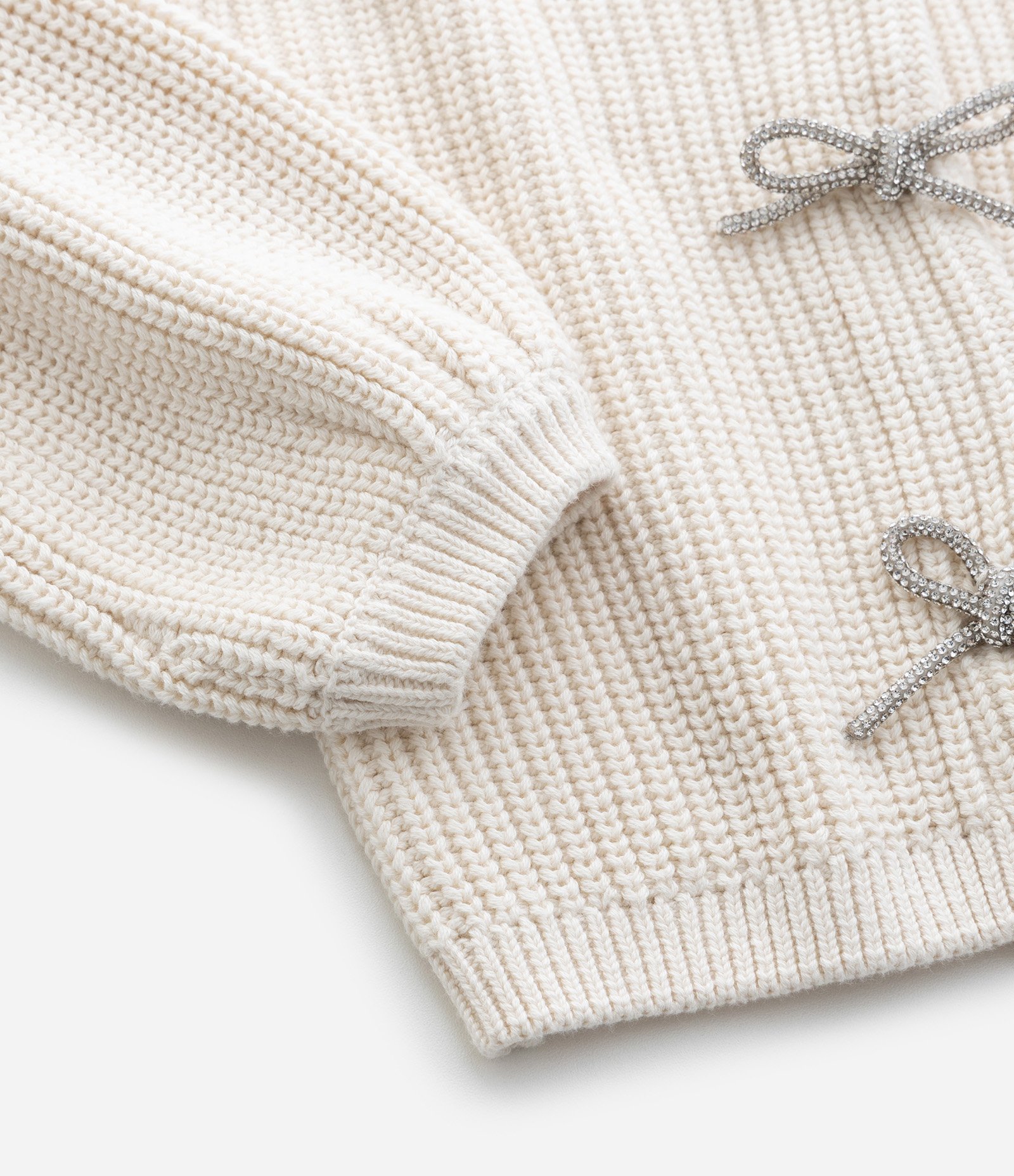 Cardigan Infantil em Tricô com Laços em Strass – Tam 1 a 5/6 Anos Off White 5