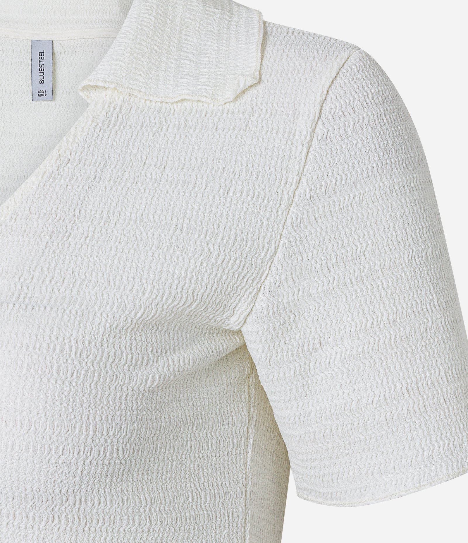 Blusa Polo com Textura e Abotoamento Frontal Bege 6