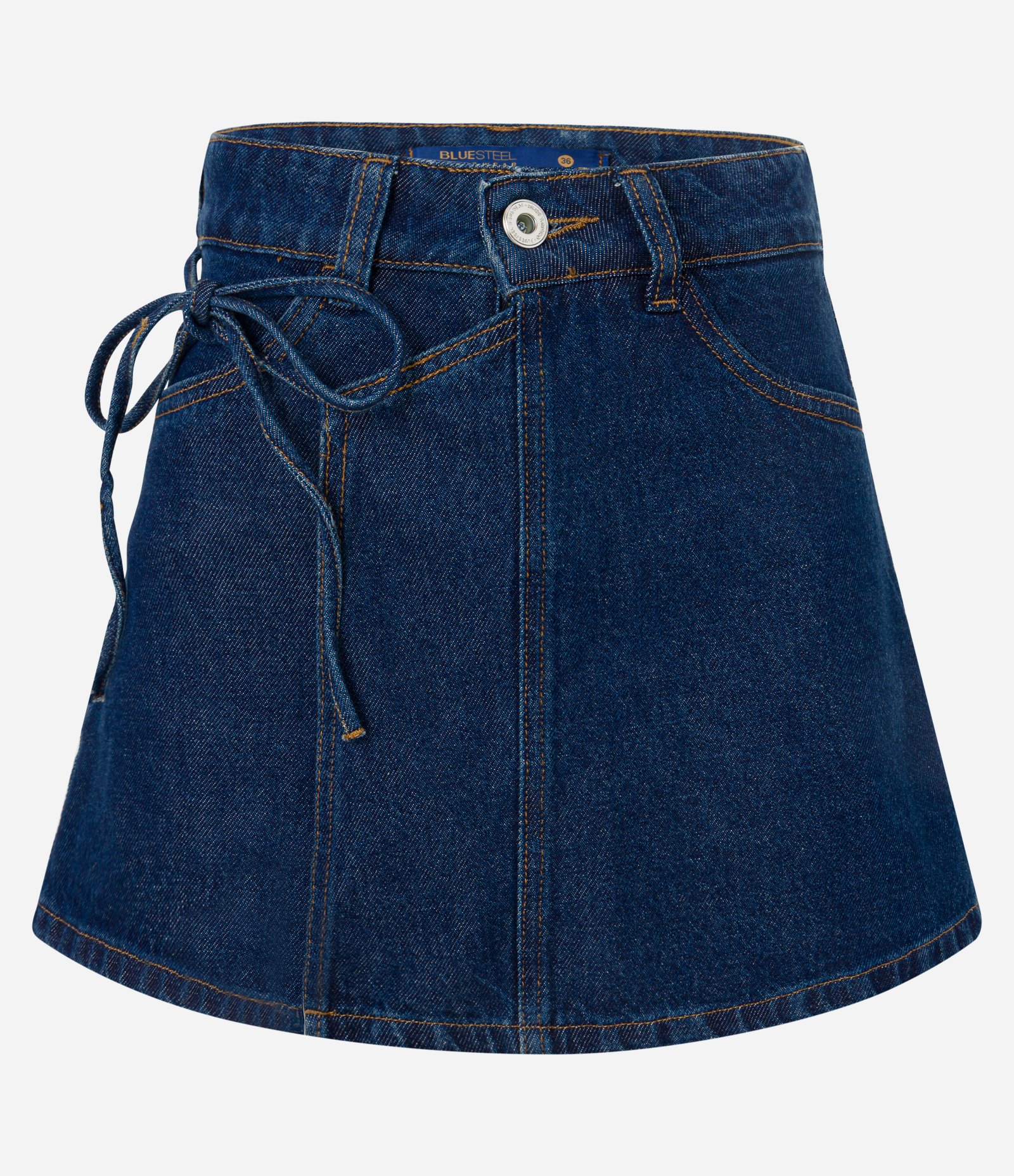 Short Saia em Jeans com Amarração Azul 5