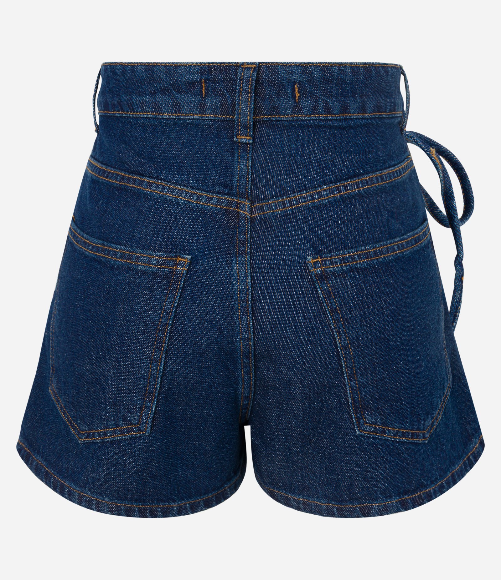 Short Saia em Jeans com Amarração Azul 6