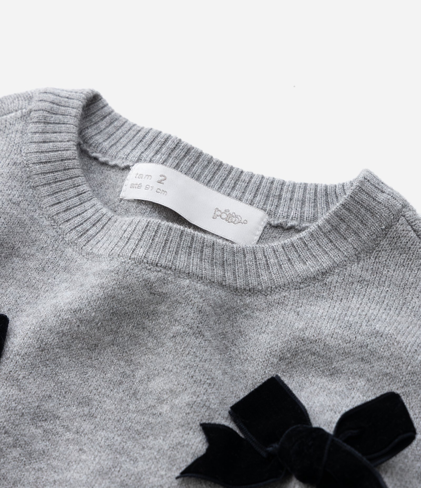 Suéter Infantil com Laços Aplicados – Tam 1 a 5/6 Cinza 6