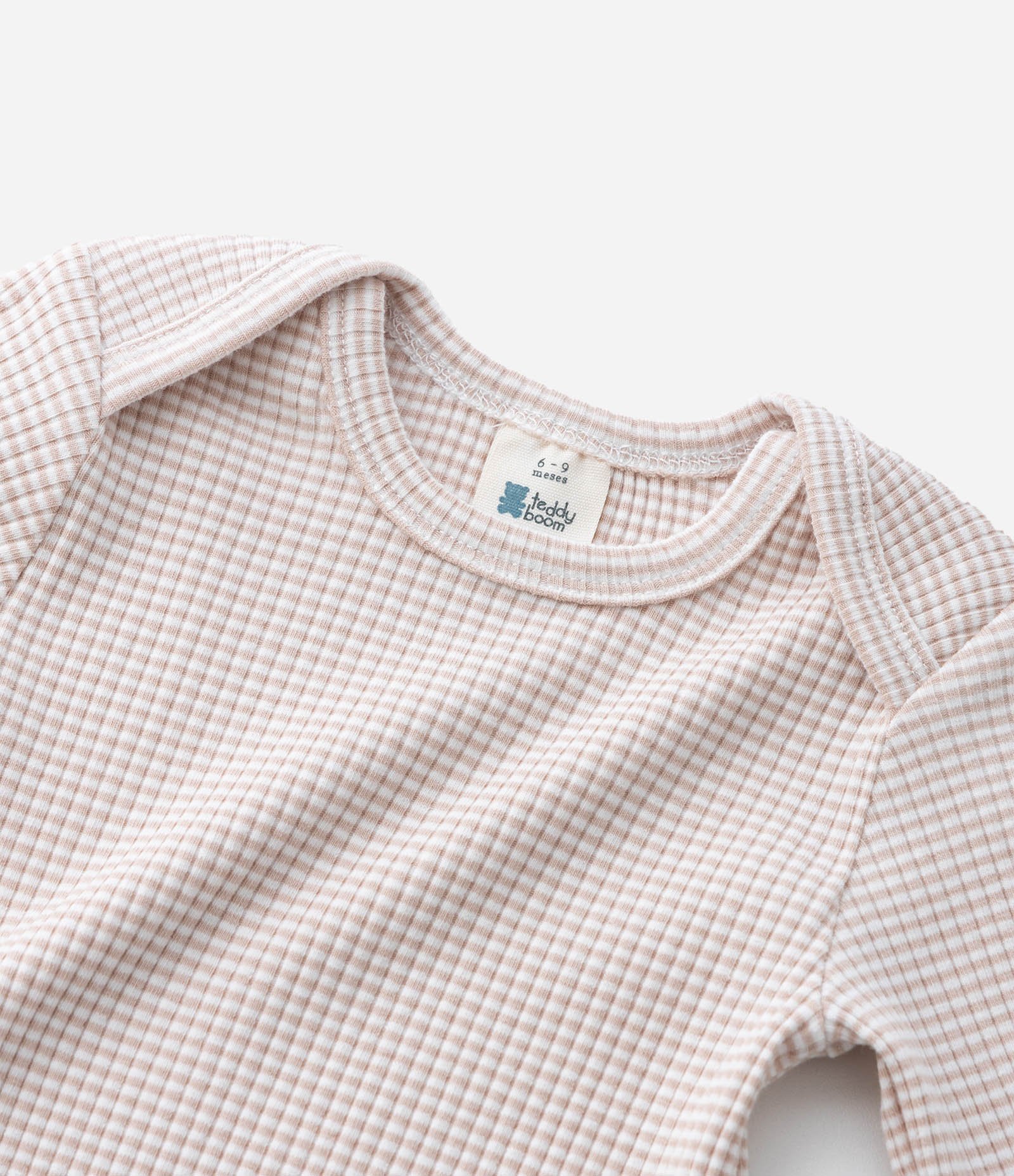 Body Infantil Canelado com Gola Americana – Tam RN a 18 Meses Bege Claro 8