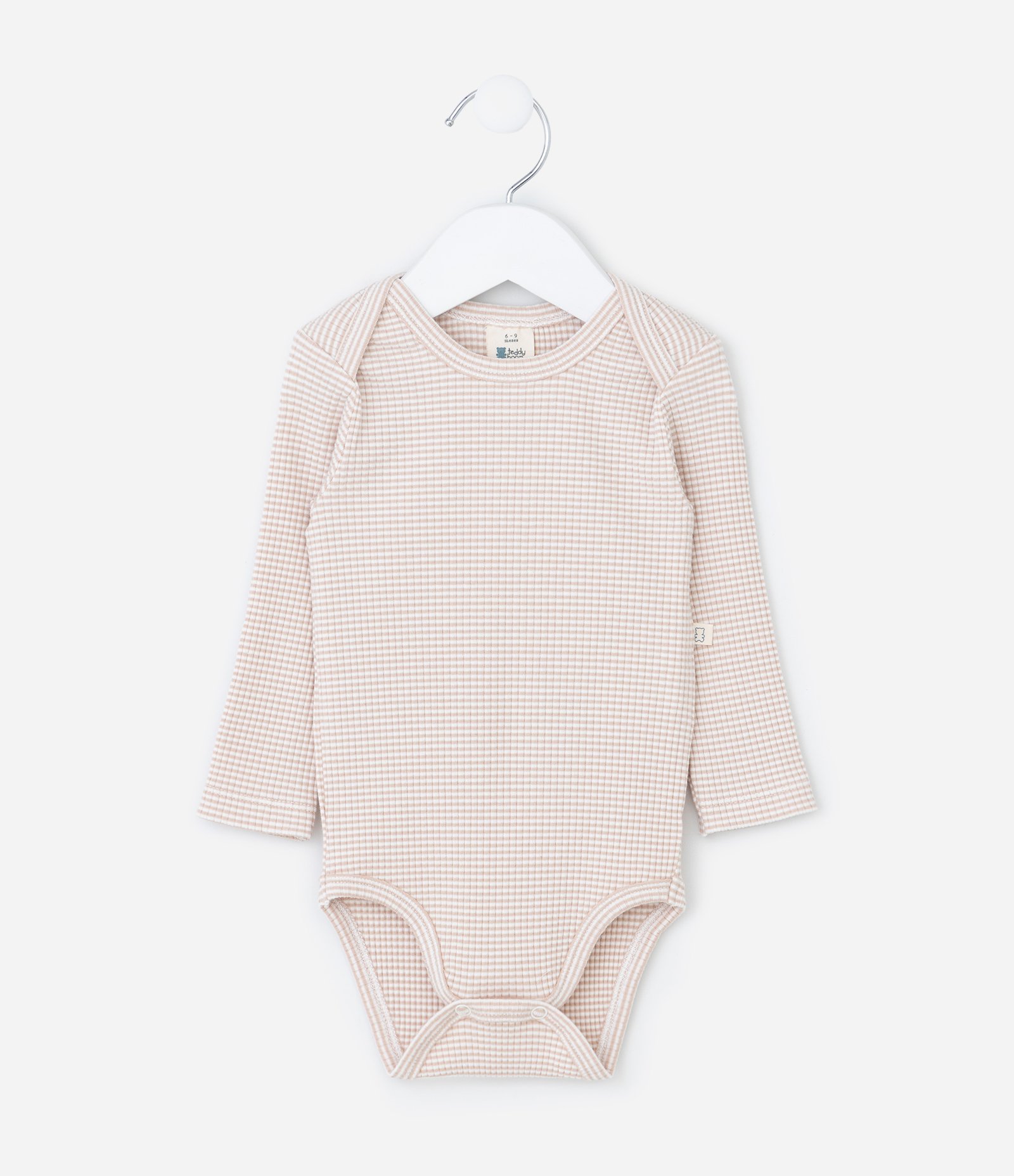 Body Infantil Canelado com Gola Americana – Tam RN a 18 Meses Bege Claro 2