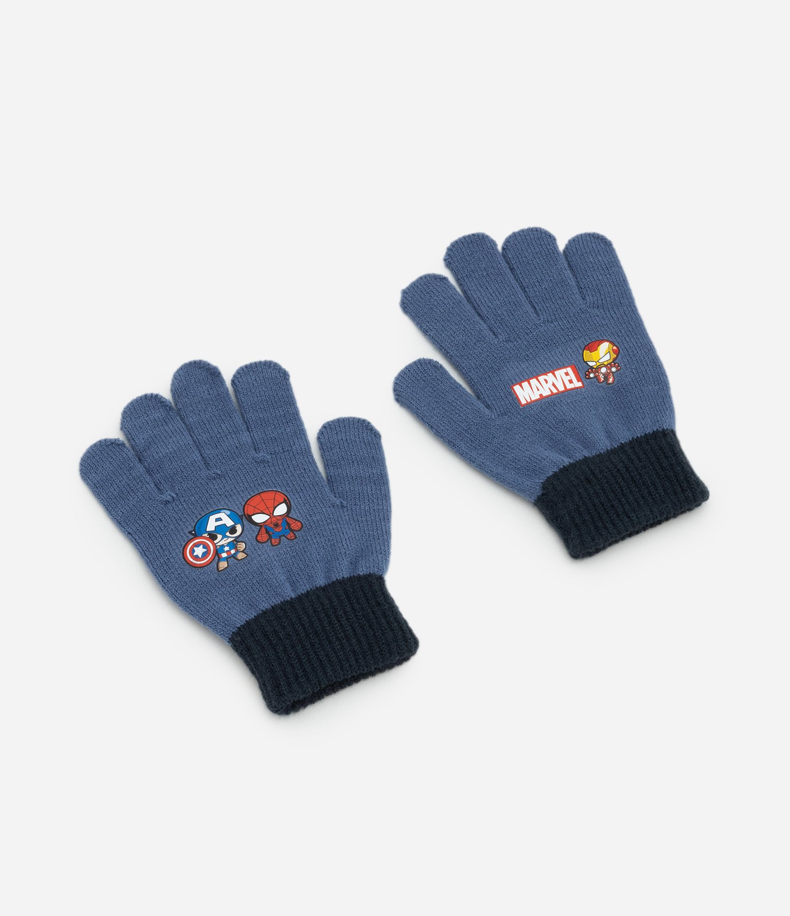 Luva Infantil em Efeito Tricô com Estampa Marvel Mini Heróis – Tam 3 a 12 Azul Oceano 1