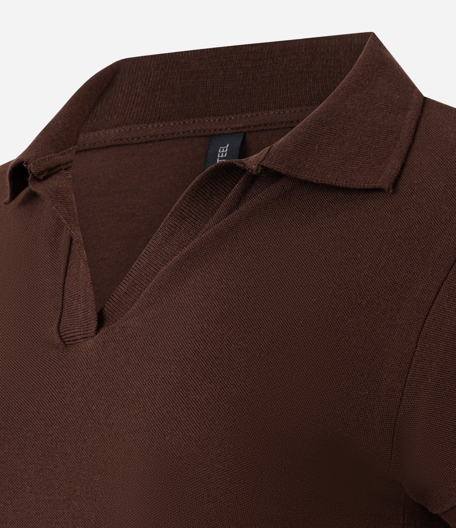 Blusa em Algodão com Gola Polo e Manga Curta Marrom 5