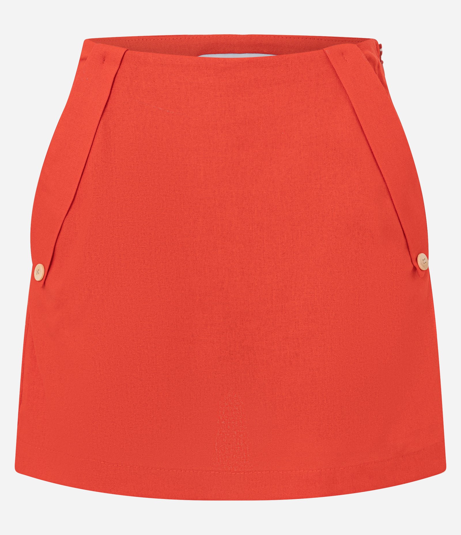 Short Saia em Viscolinho com Bolsos com Lapela Vermelho 6