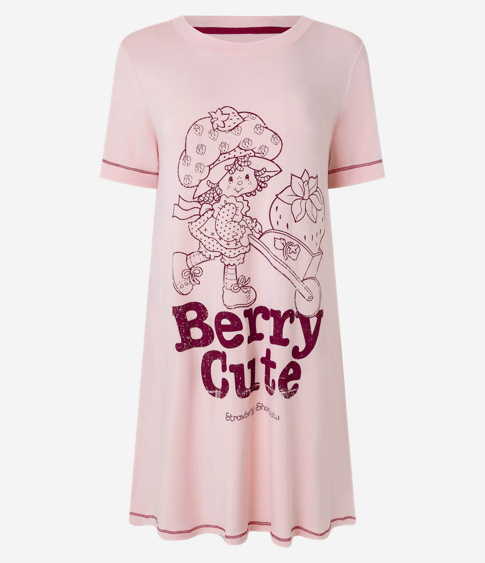 Camisola Curta em Viscolycra com Estampa Moranguinho Rosa 4