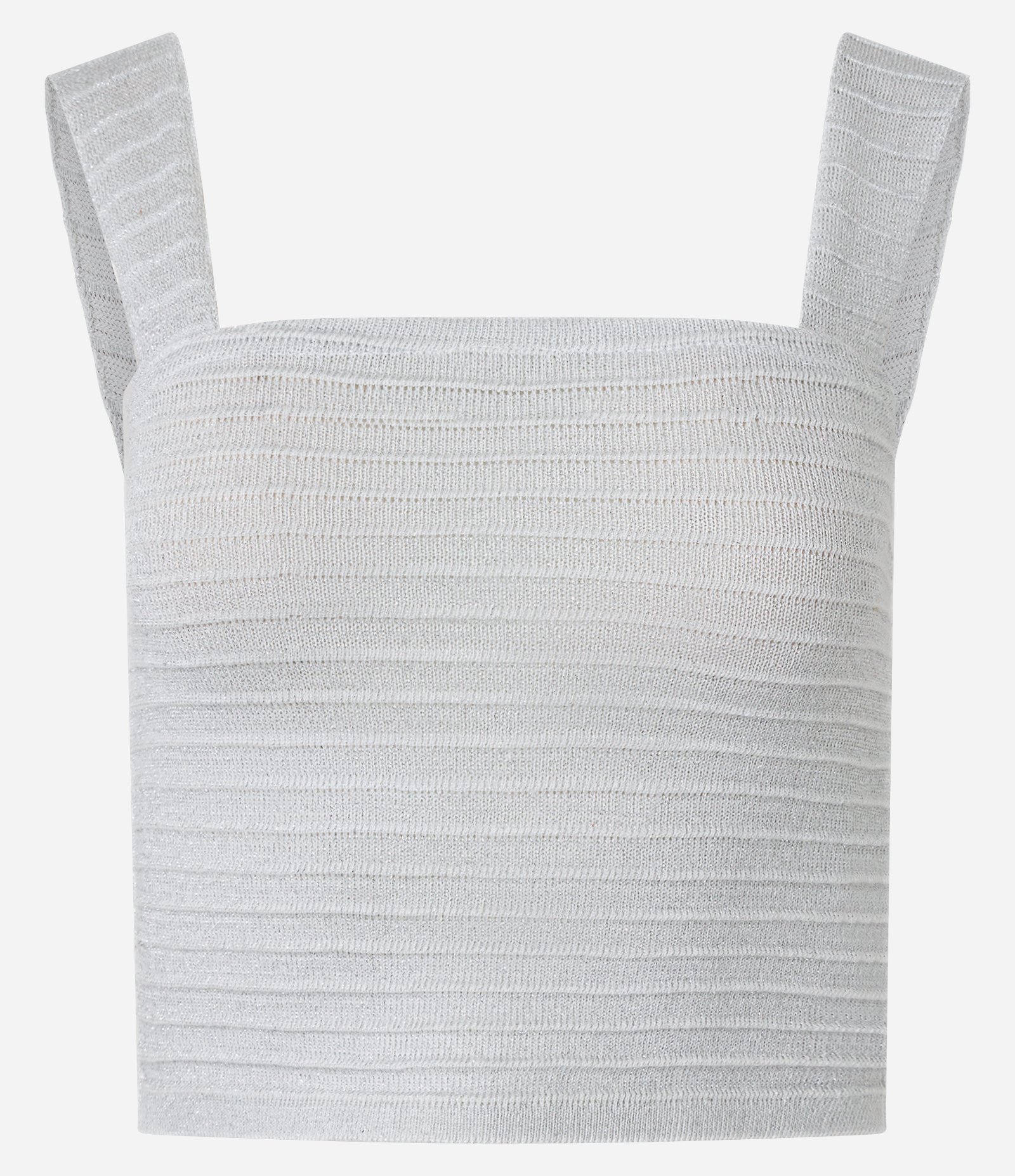 Blusa Cropped em Tricô com Brilhos e Texturizada Branco 4