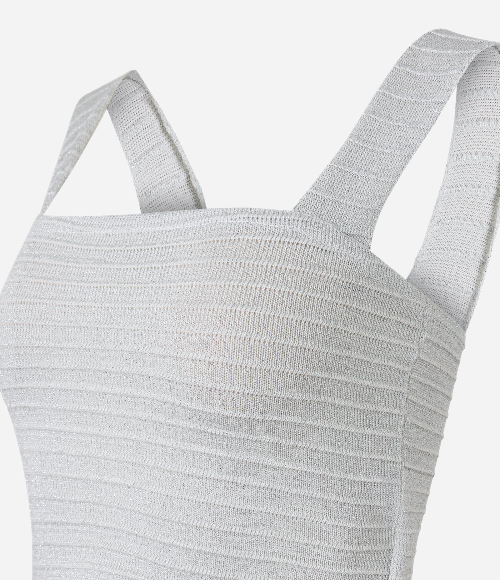 Blusa Cropped em Tricô com Brilhos e Texturizada Branco 5