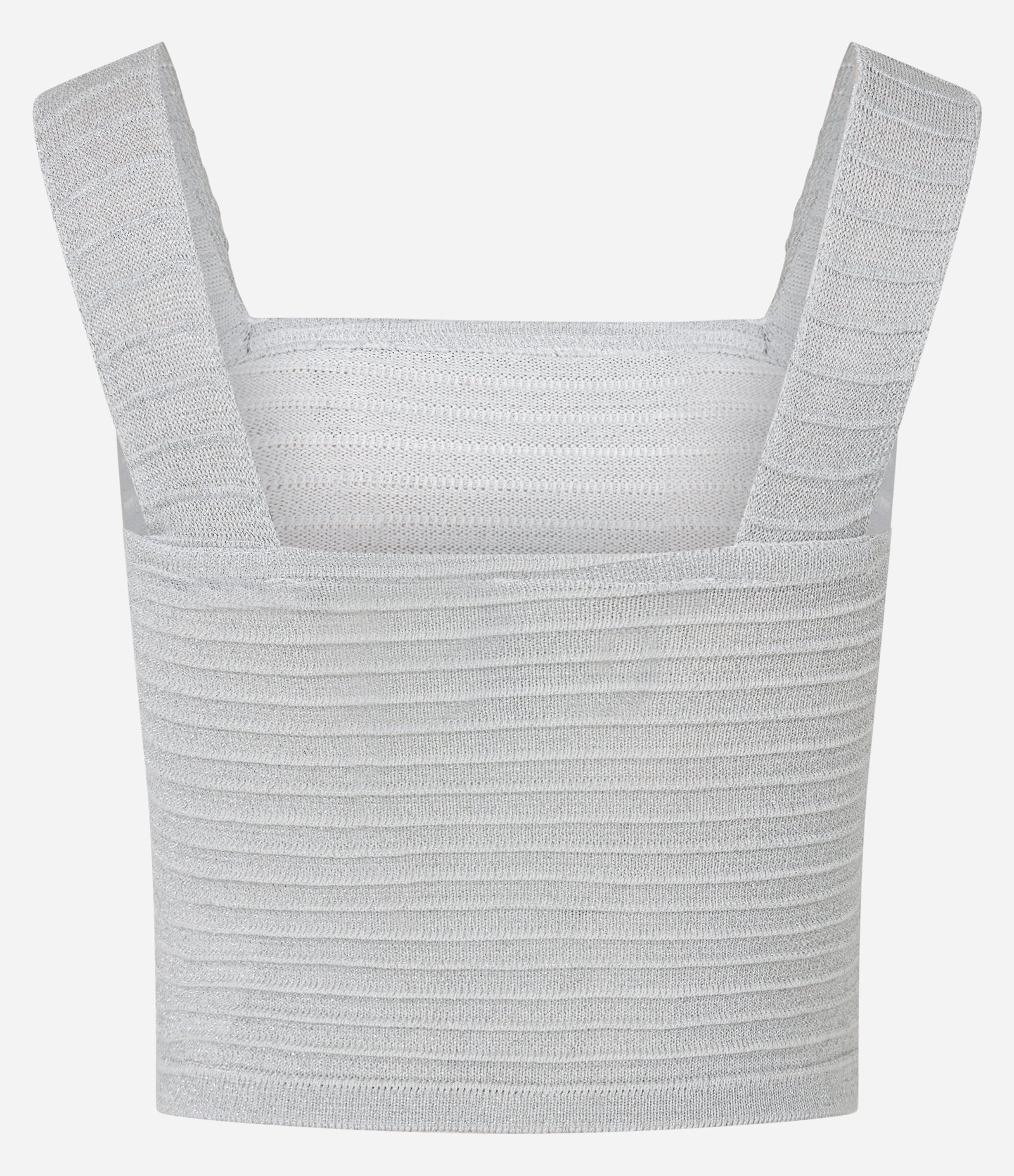 Blusa Cropped em Tricô com Brilhos e Texturizada Branco 6