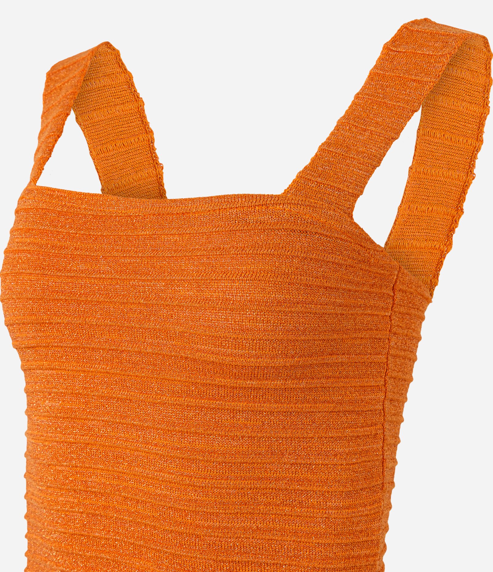 Blusa Cropped em Tricô com Brilhos e Texturizada Laranja 5