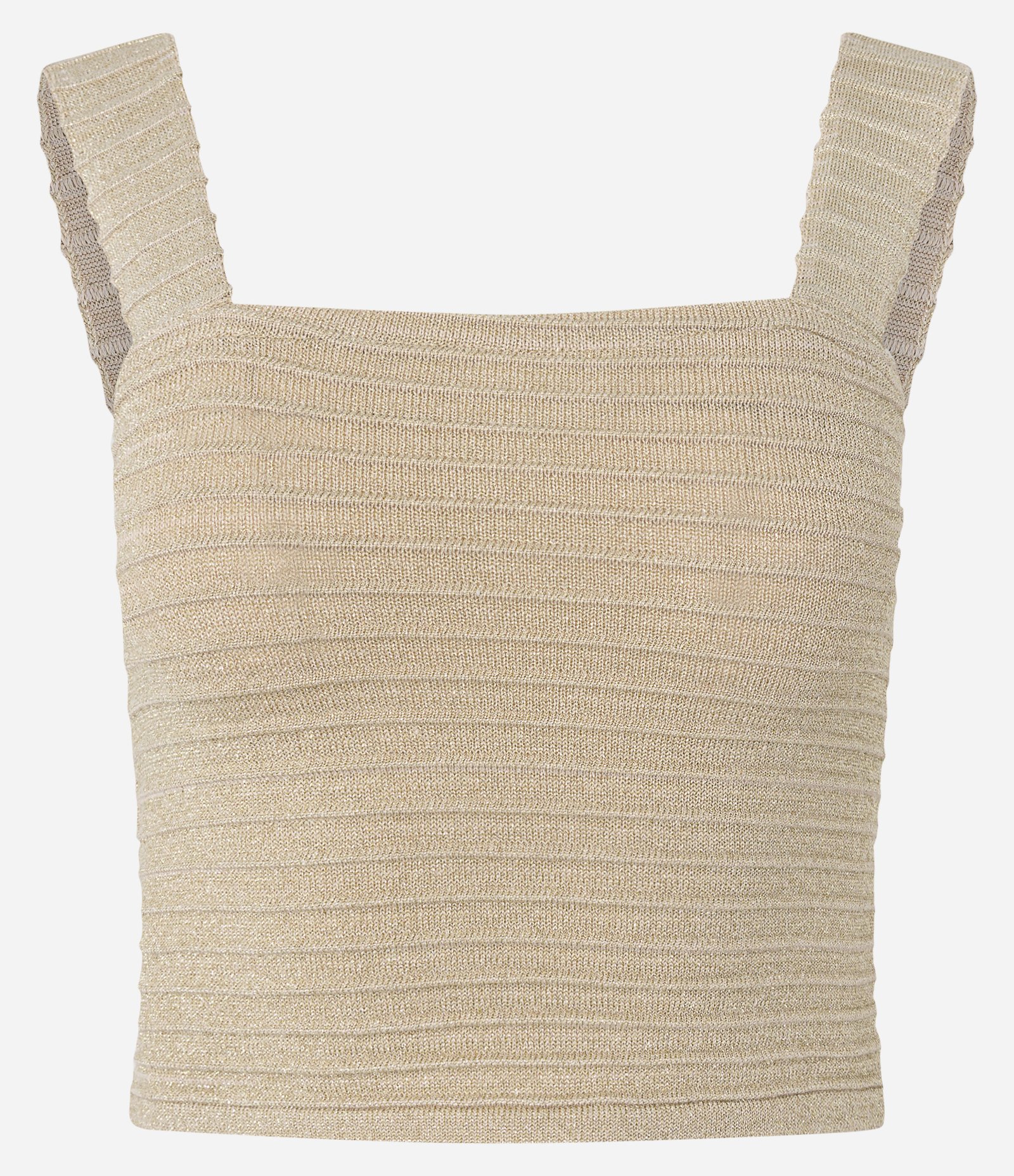 Blusa Cropped em Tricô com Brilhos e Texturizada Bege 4