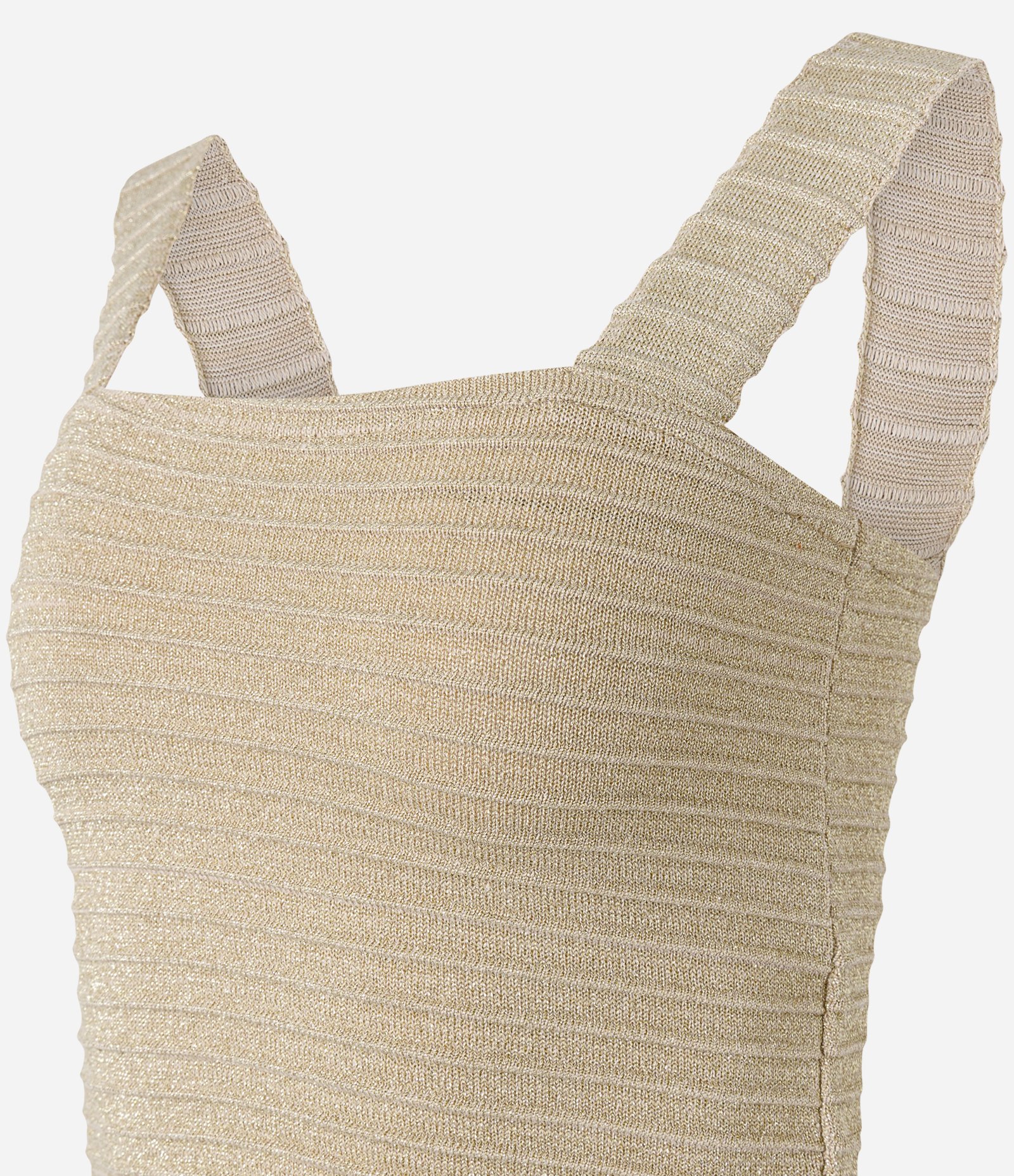 Blusa Cropped em Tricô com Brilhos e Texturizada Bege 5