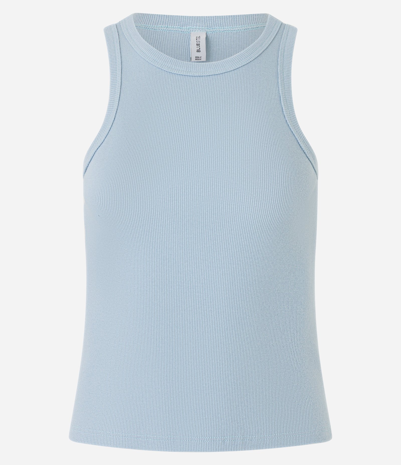 Blusa Regata Básica em Ribana com Leve Textura Azul 4