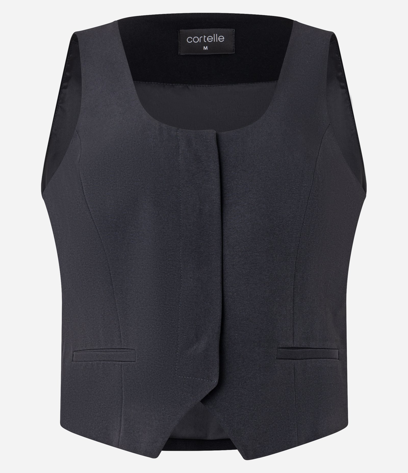 Colete Alfaiatado com Decote Quadrado e Bolsos Fake Preto 5