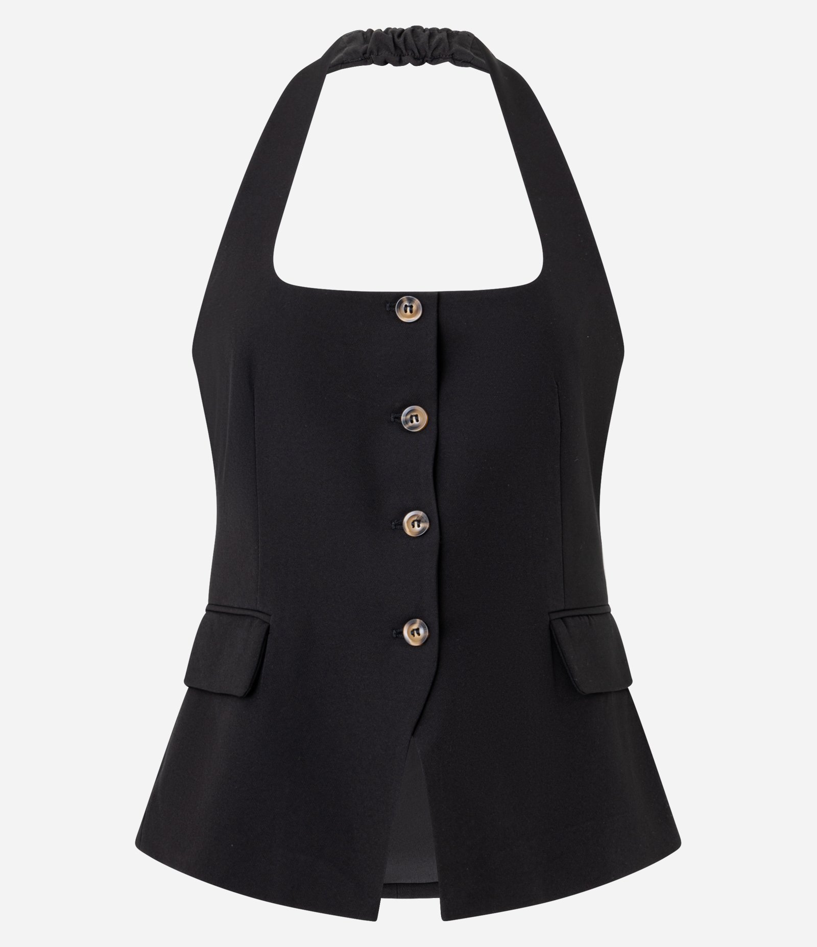 Colete Frente Única Alfaiataria com Decote Quadrado Preto 1