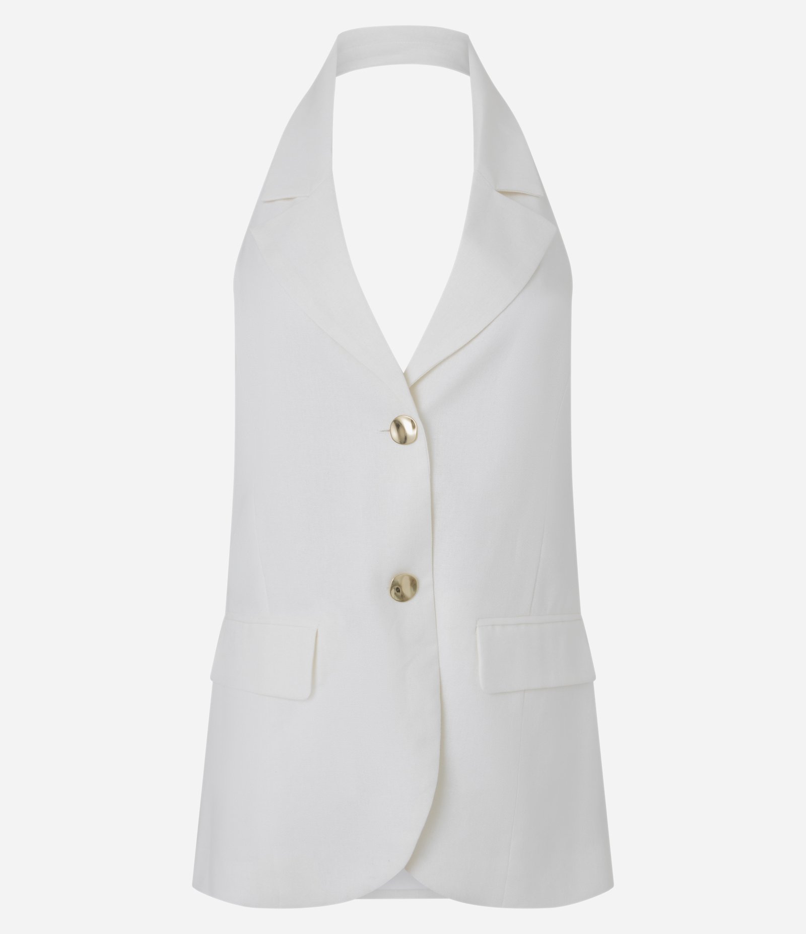 Colete Frente Única em Viscolinho com Botões Metalizados Branco 5