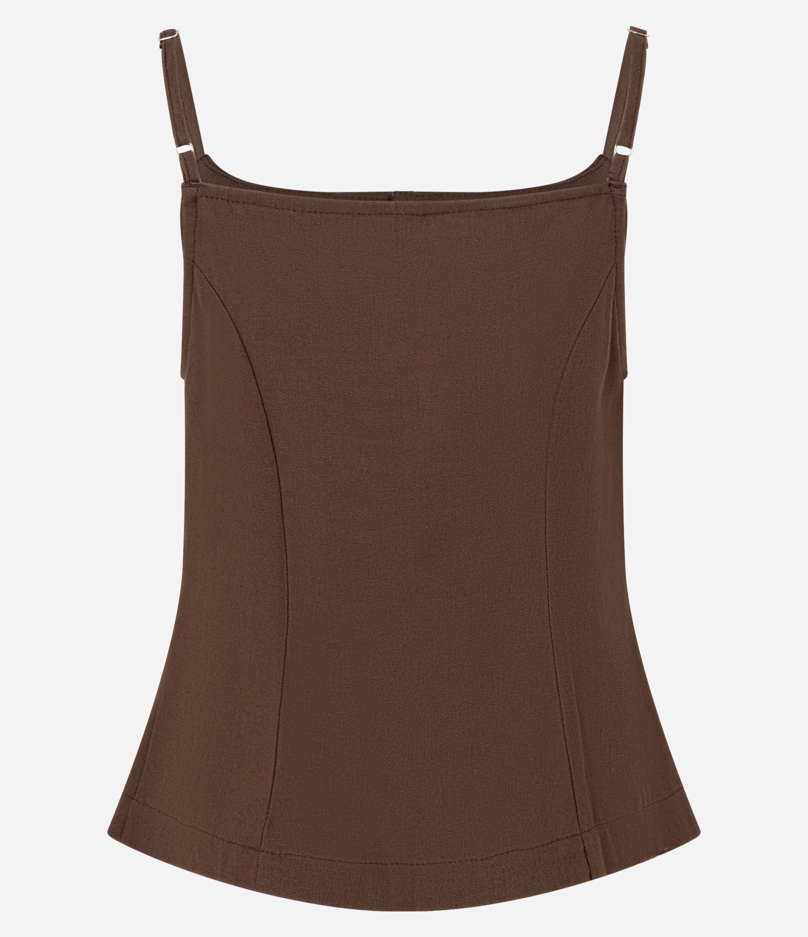 Colete em Viscolinho com Alças Finas Marrom 2