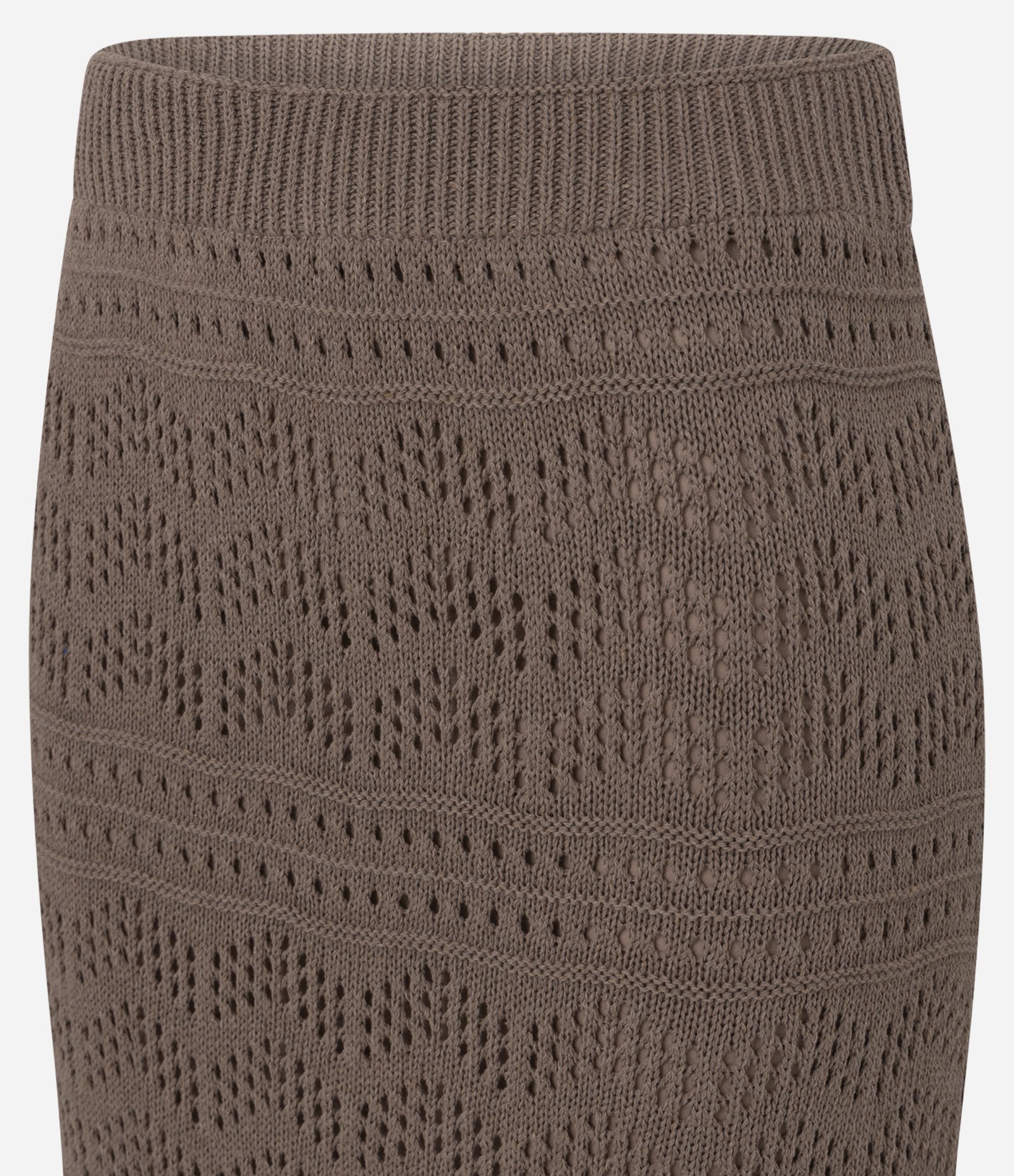 Saia Ajustada Long Midi em Tricô com Mix de Pontos Marrom 8