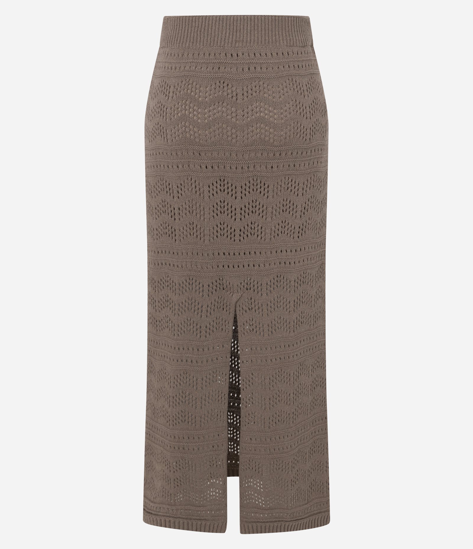 Saia Ajustada Long Midi em Tricô com Mix de Pontos Marrom 9
