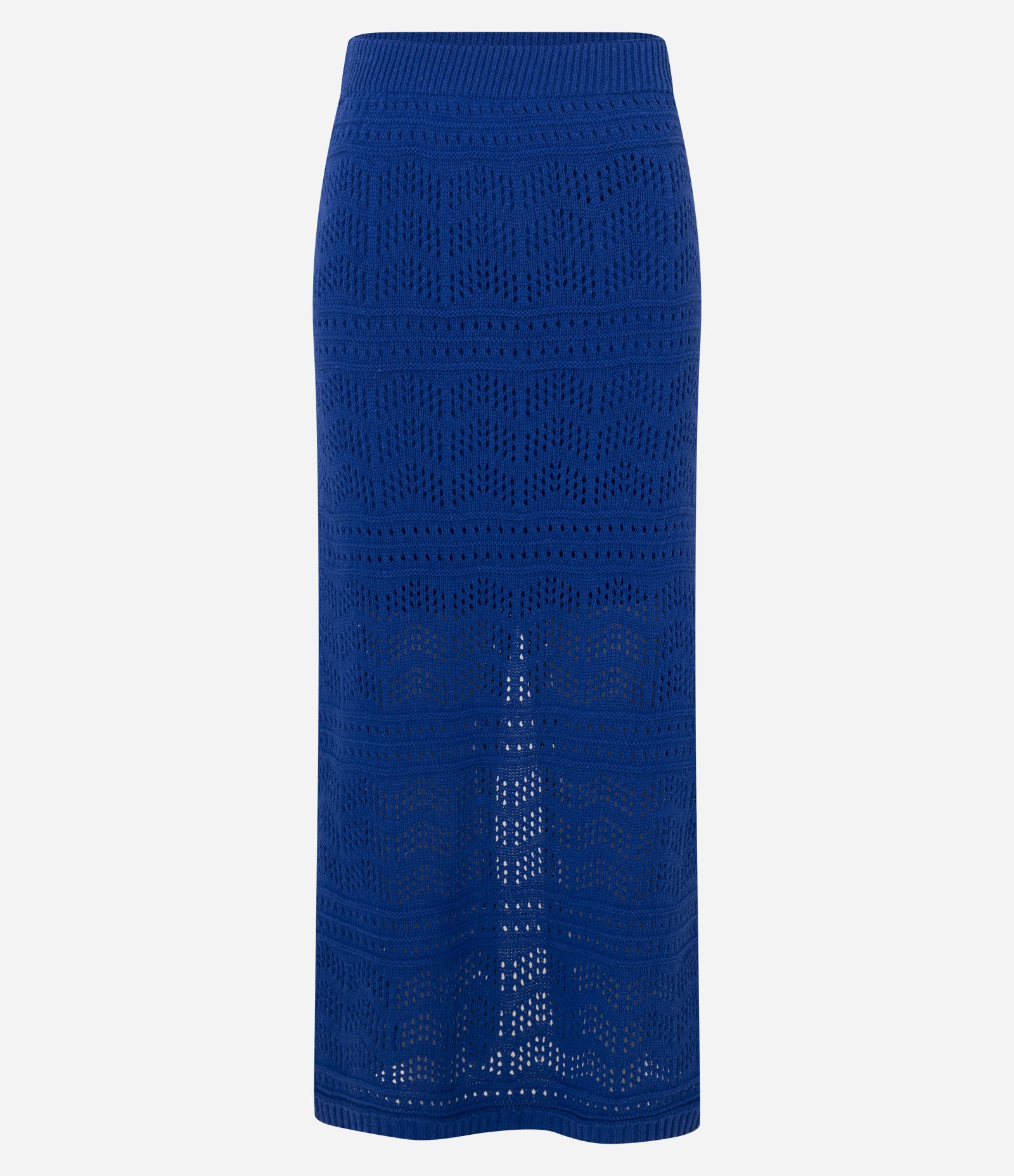 Saia Ajustada Long Midi em Tricô com Mix de Pontos Azul 7