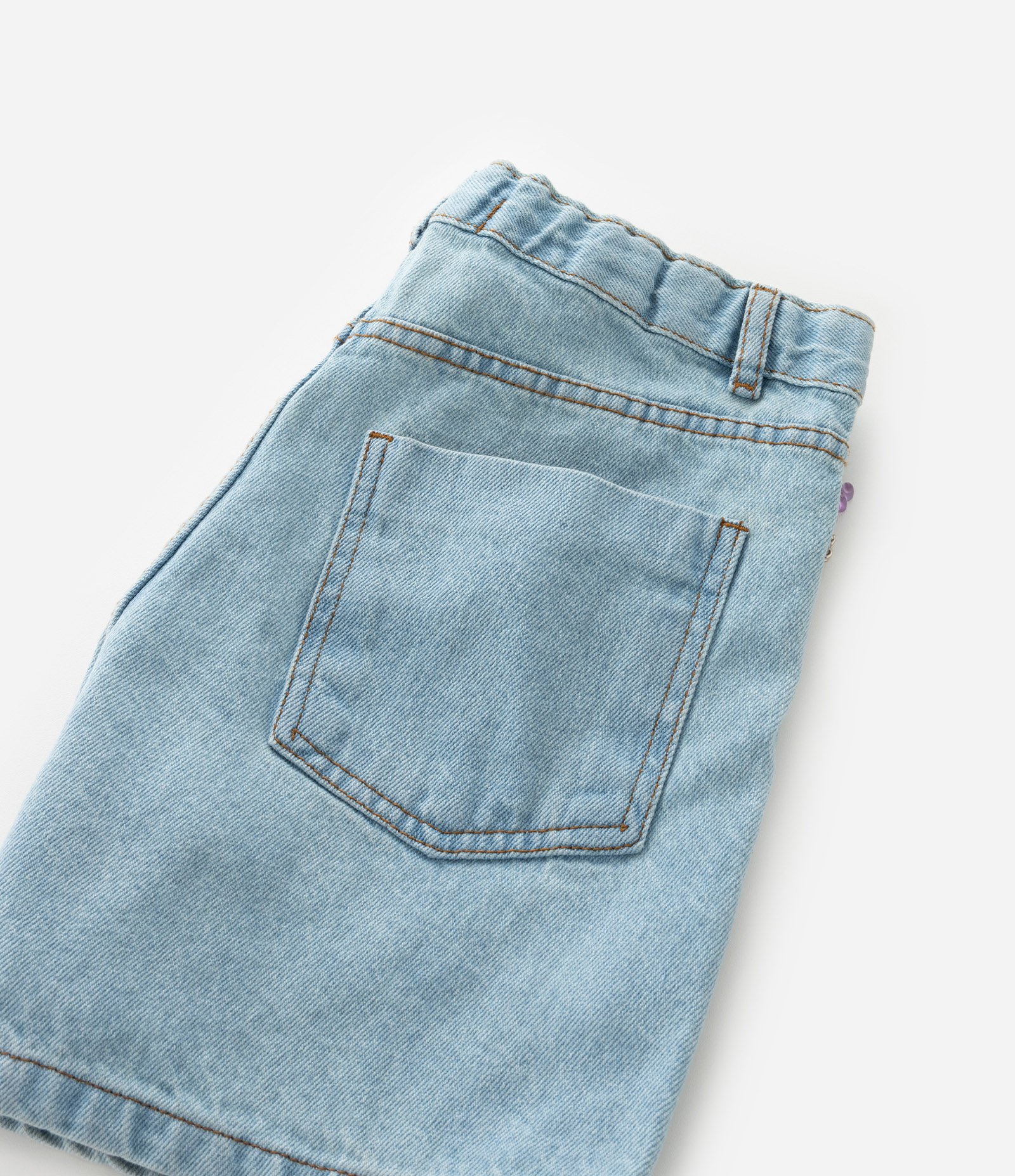 Bermuda Infantil em Jeans com Corrente - Tam 7 a 14 Anos Azul 4