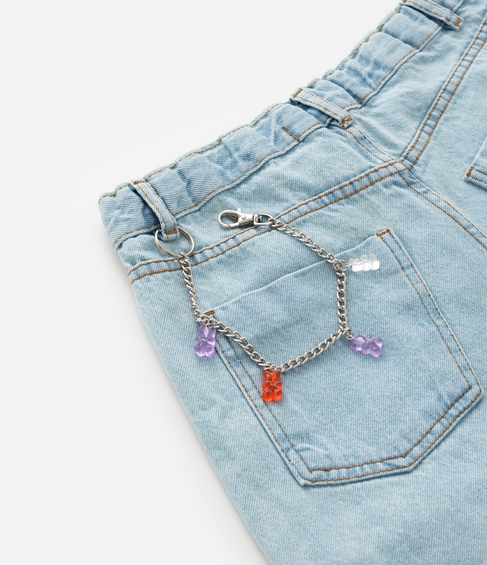 Bermuda Infantil em Jeans com Corrente - Tam 7 a 14 Anos Azul 7