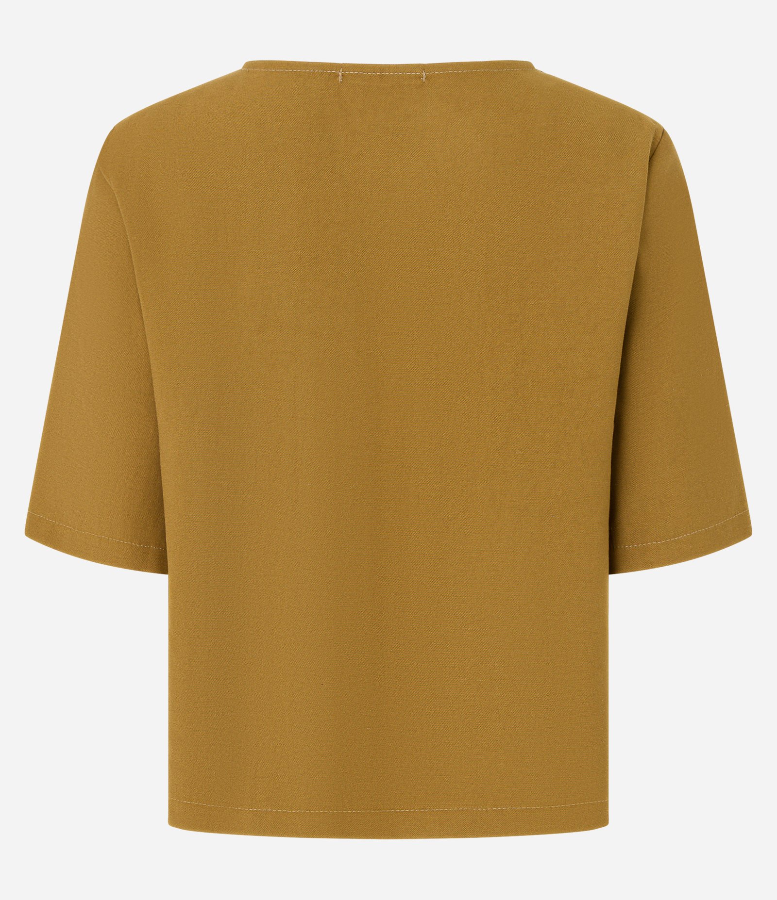 Blusa Alfaiatada em Crepe com Cava Raglan Contrastante Curry 6