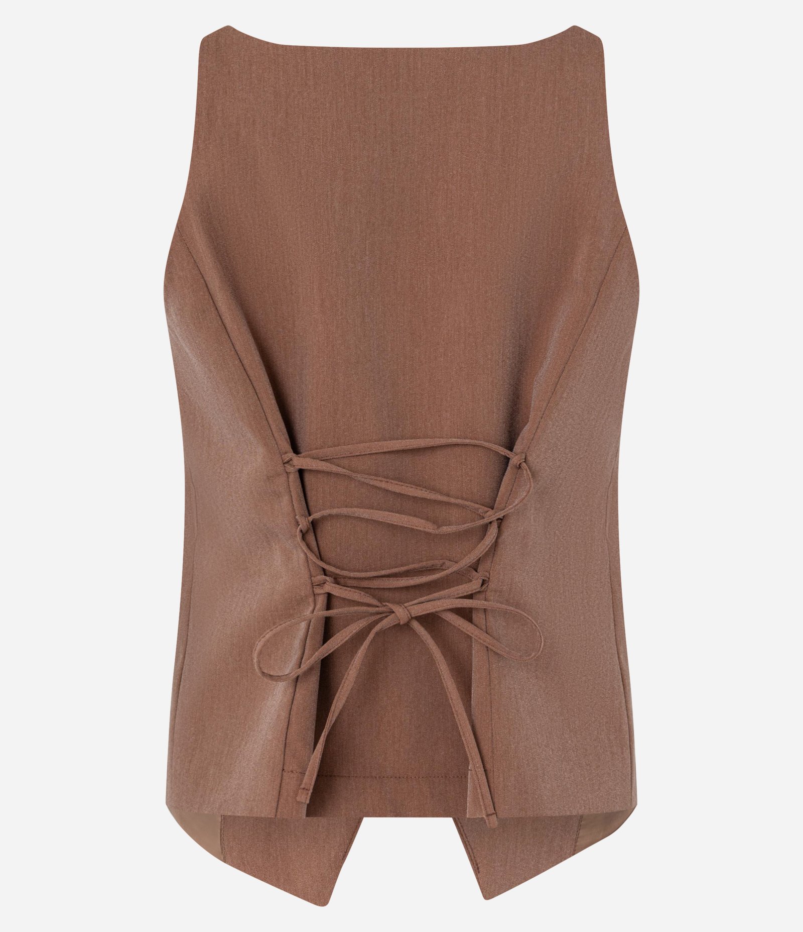 Colete Alfaiatado com Amarração nas Costas e Botões Contrastantes Marrom 6